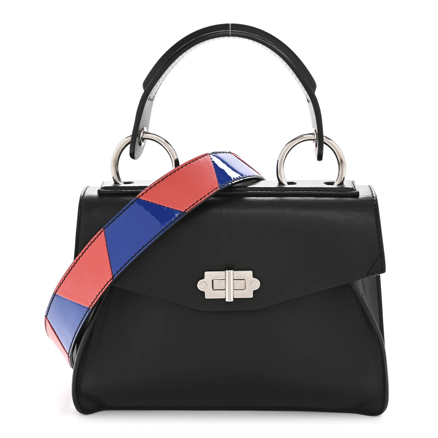 Calfskin Small Hava Top Handle Bag Black Multicolor