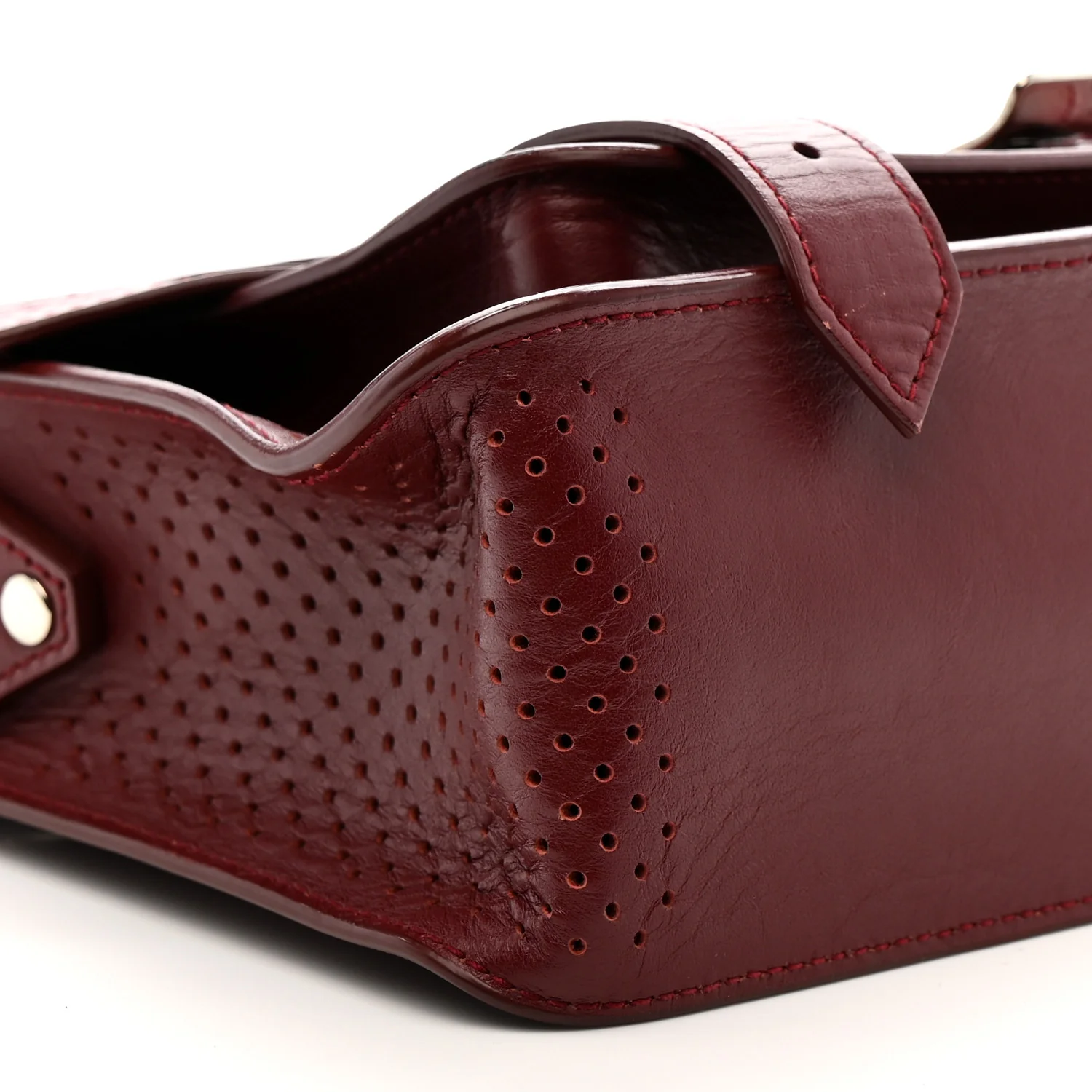 Lambskin Perforated Tiny PS1 Satchel Burgundy - Image 10