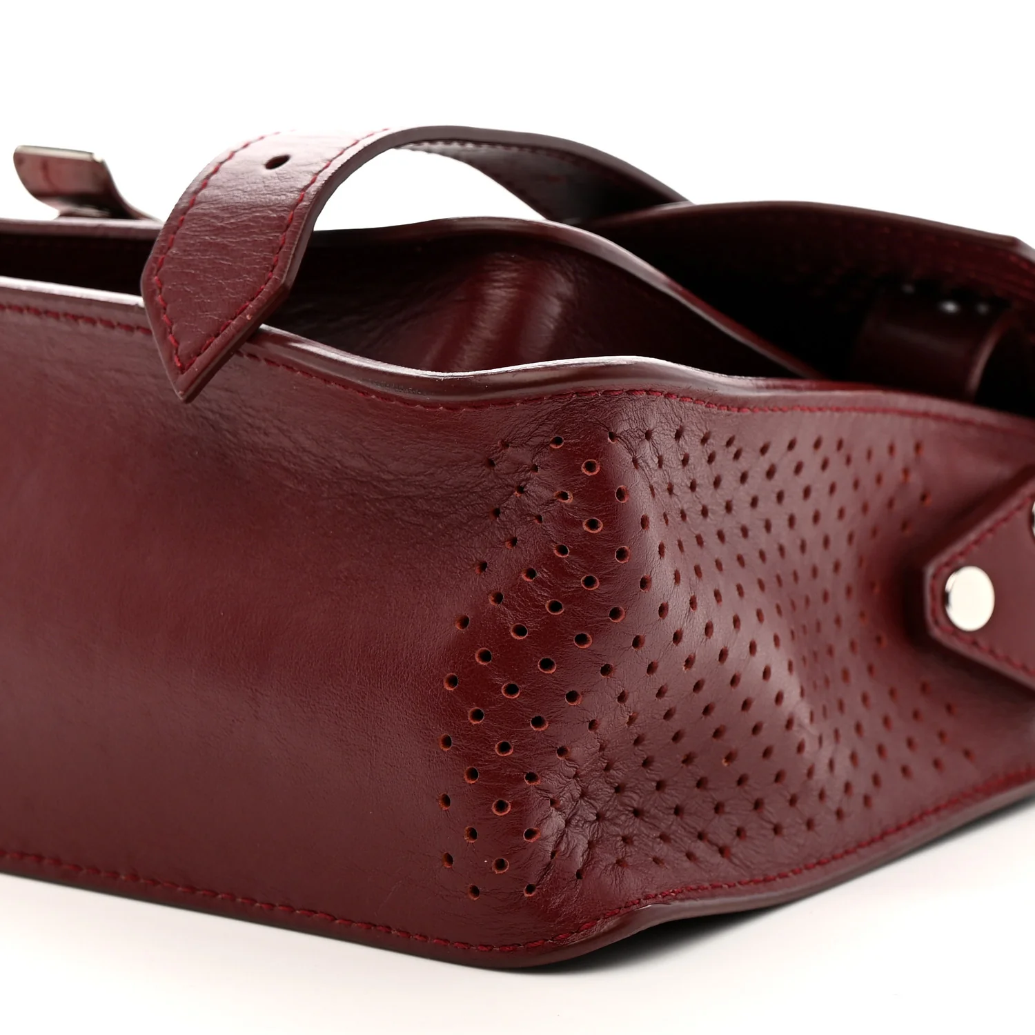 Lambskin Perforated Tiny PS1 Satchel Burgundy - Image 11