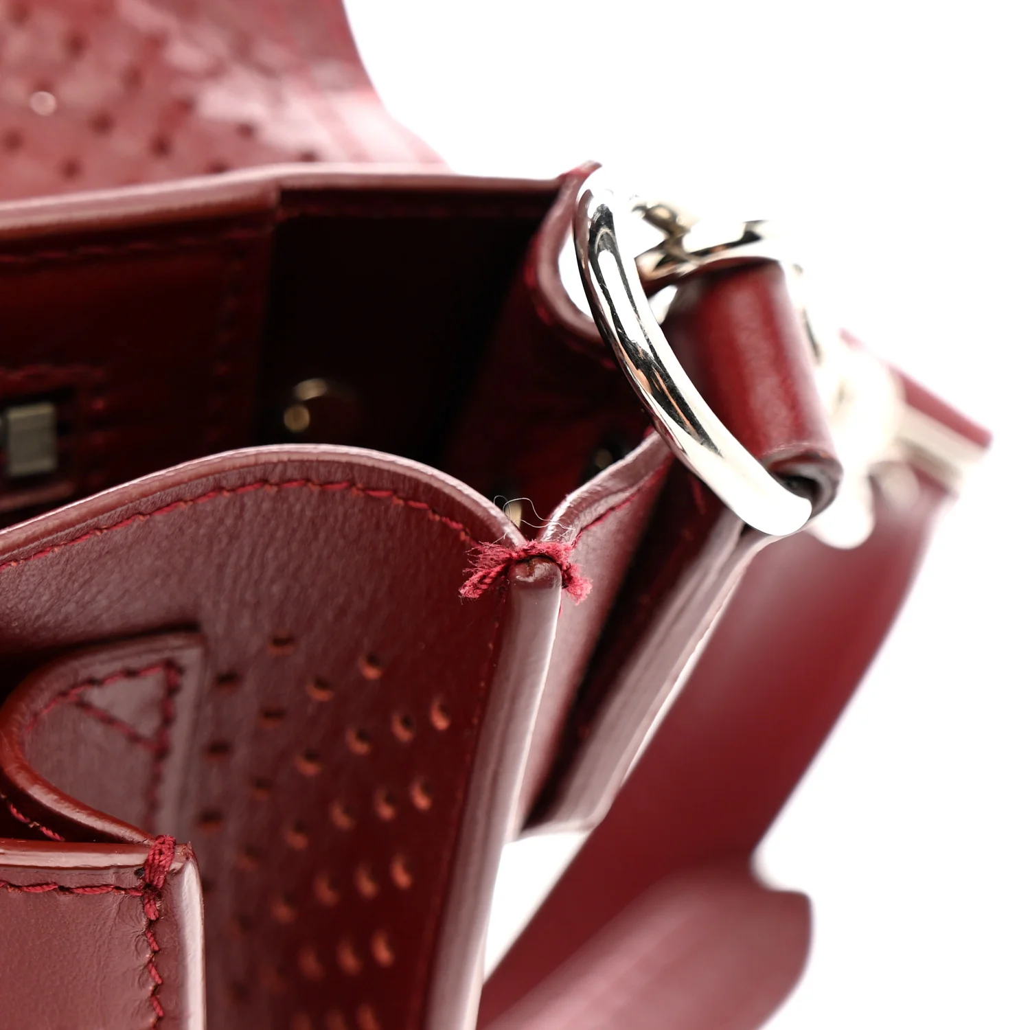Lambskin Perforated Tiny PS1 Satchel Burgundy - Image 13