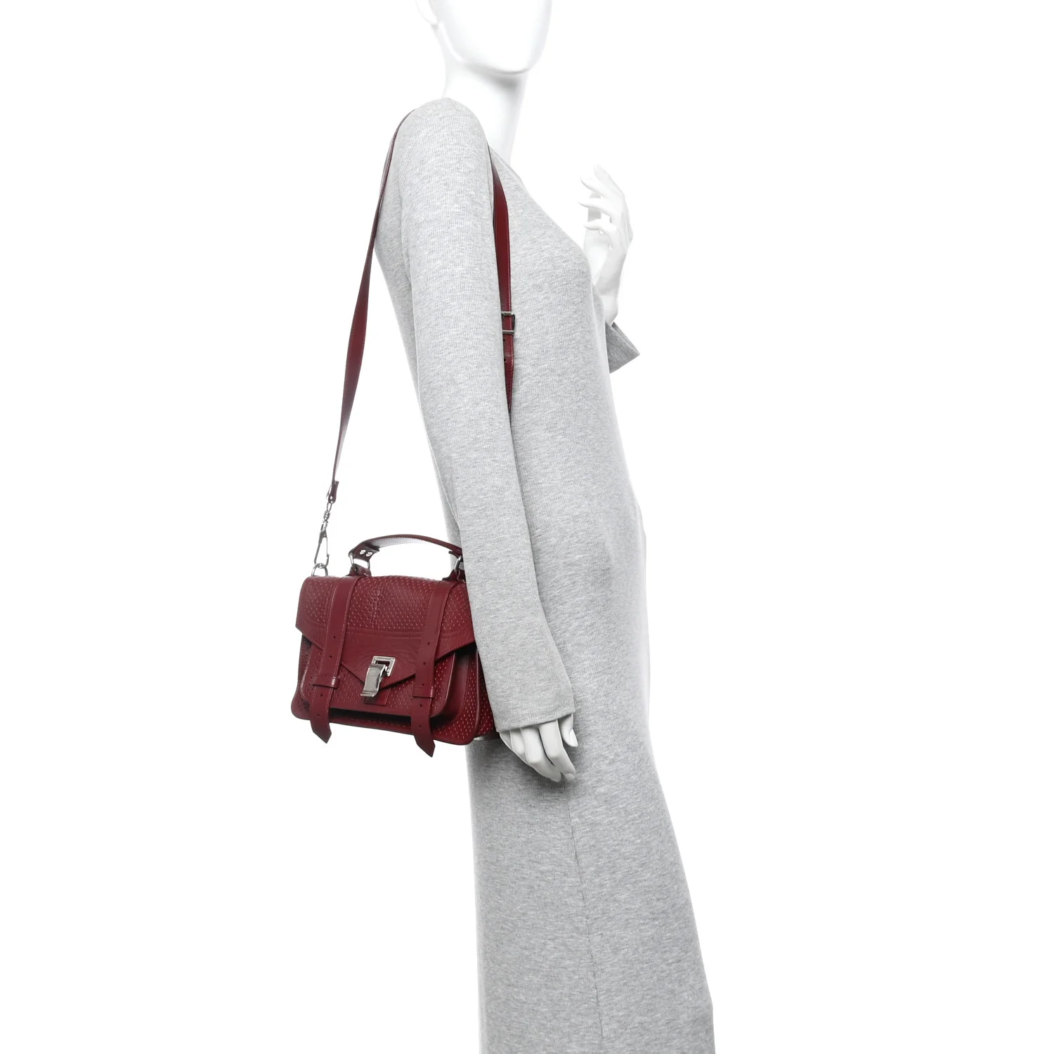 Lambskin Perforated Tiny PS1 Satchel Burgundy - Image 2