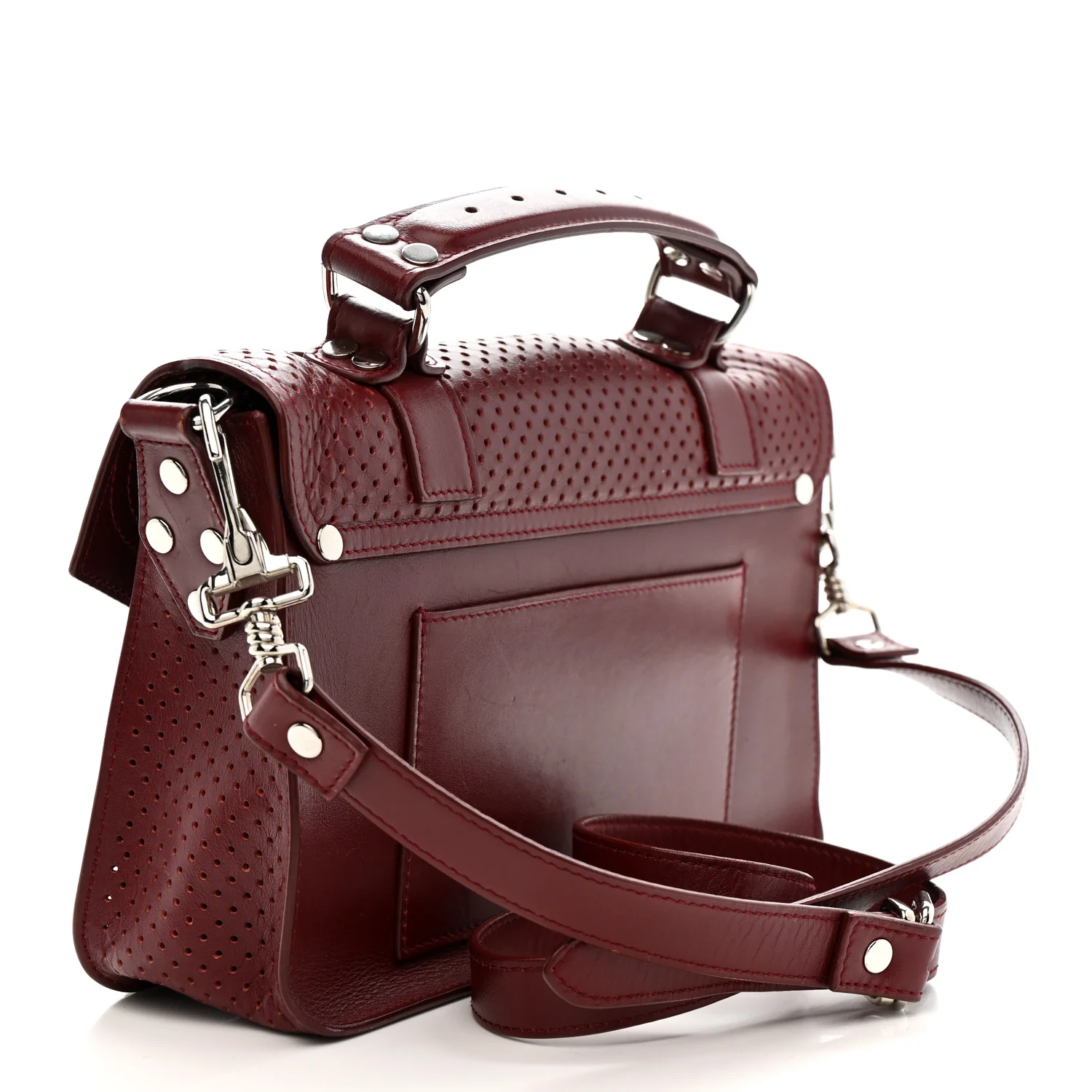 Lambskin Perforated Tiny PS1 Satchel Burgundy - Image 3