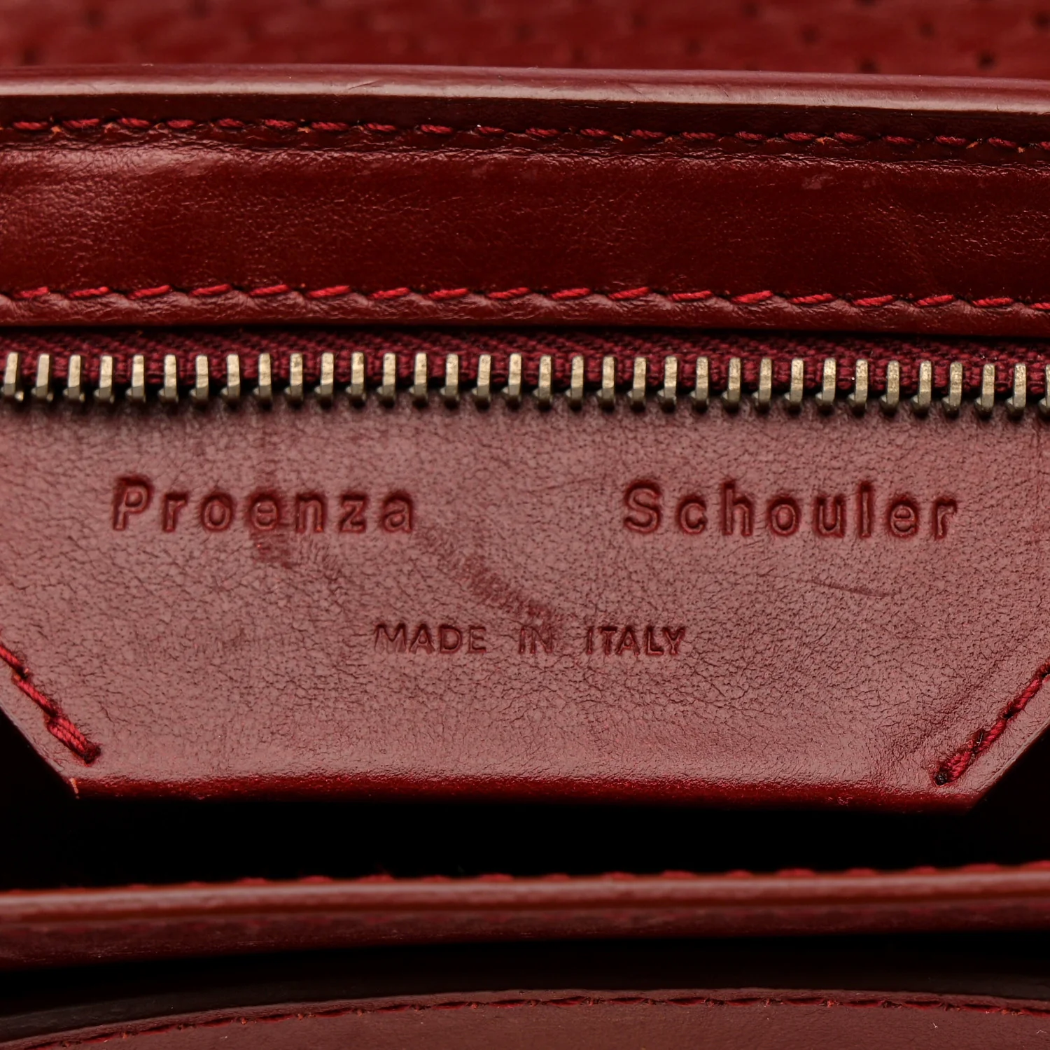 Lambskin Perforated Tiny PS1 Satchel Burgundy - Image 7