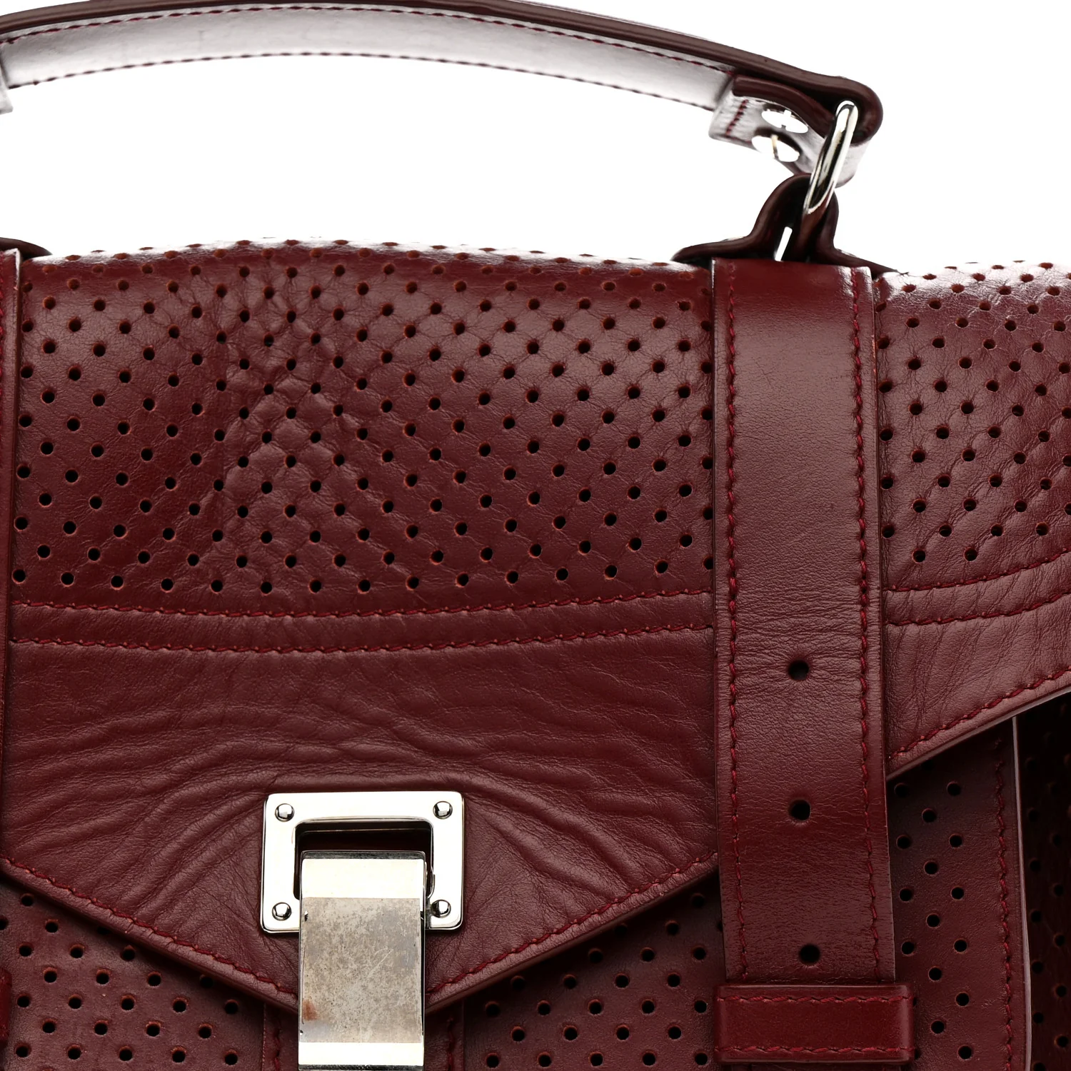 Lambskin Perforated Tiny PS1 Satchel Burgundy - Image 9