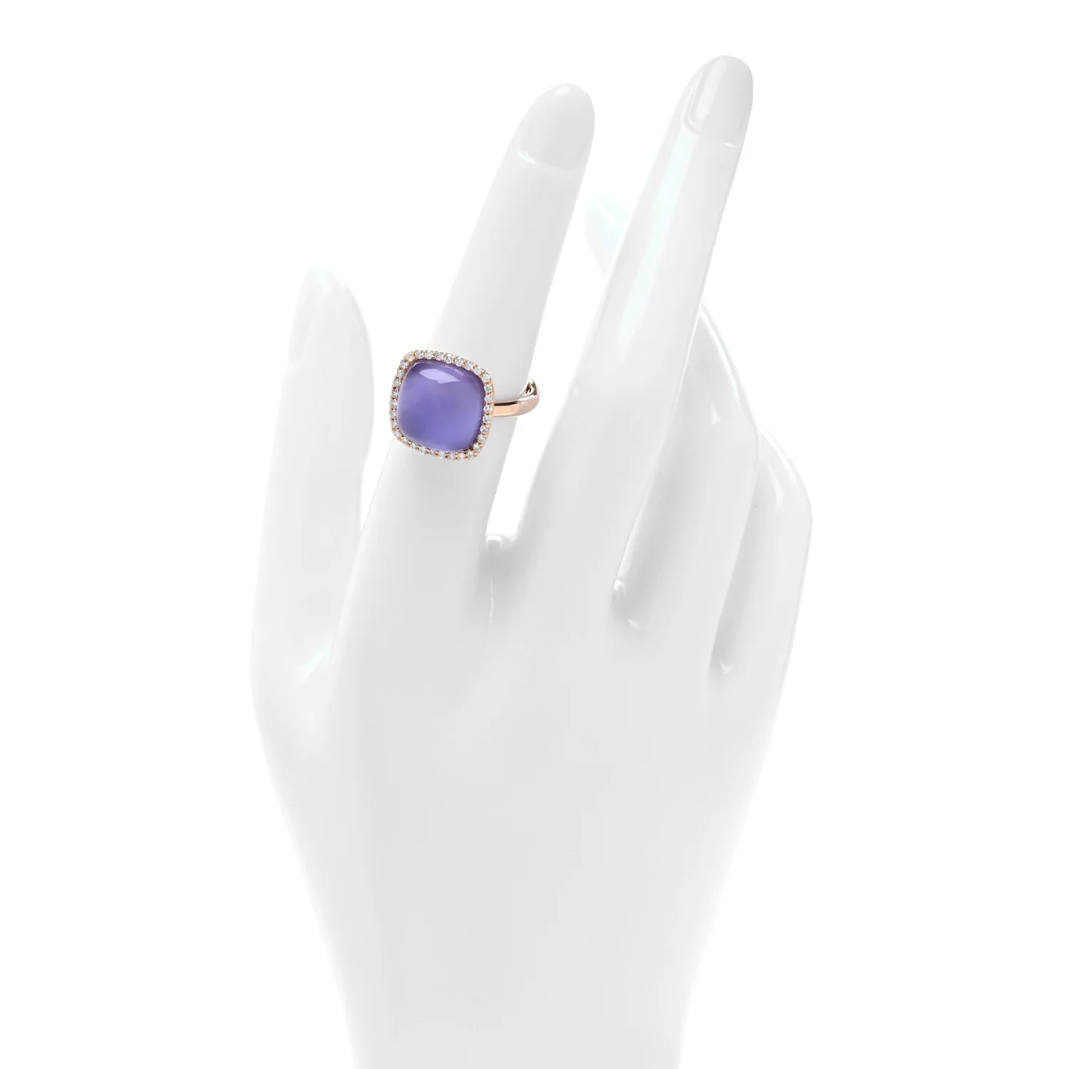 18K Rose Gold Diamond Amethyst Mother of Pearl Cocktail Ring 52 6 - Image 2