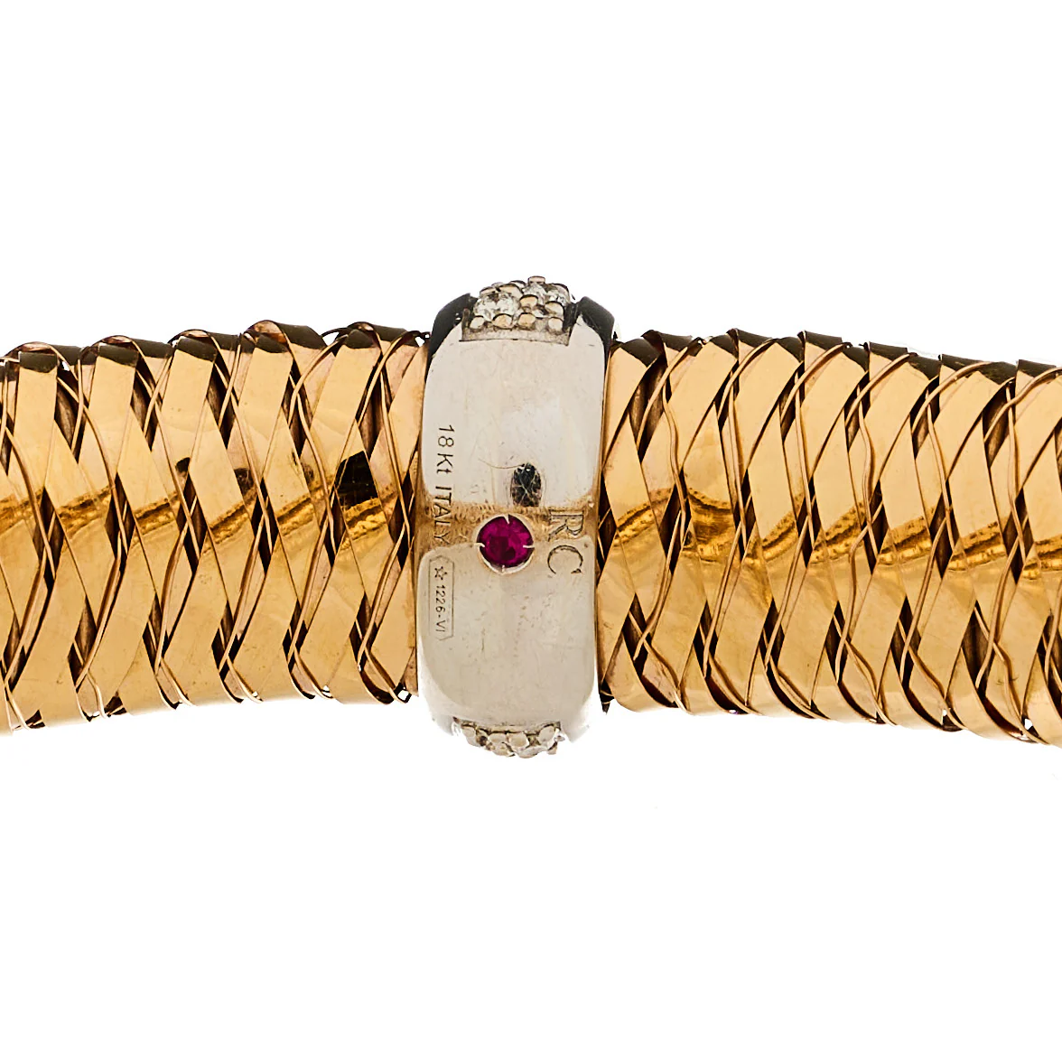 18K Rose White Gold Diamond Medium Primavera Bangle Bracelet - Image 3