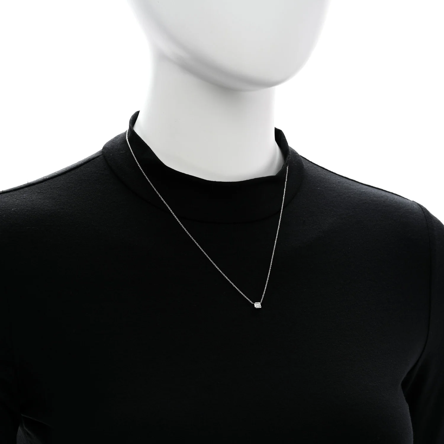 18K White Gold Diamond .17ct Emerald Cut Diamonds By The Inch Necklace - Image 2