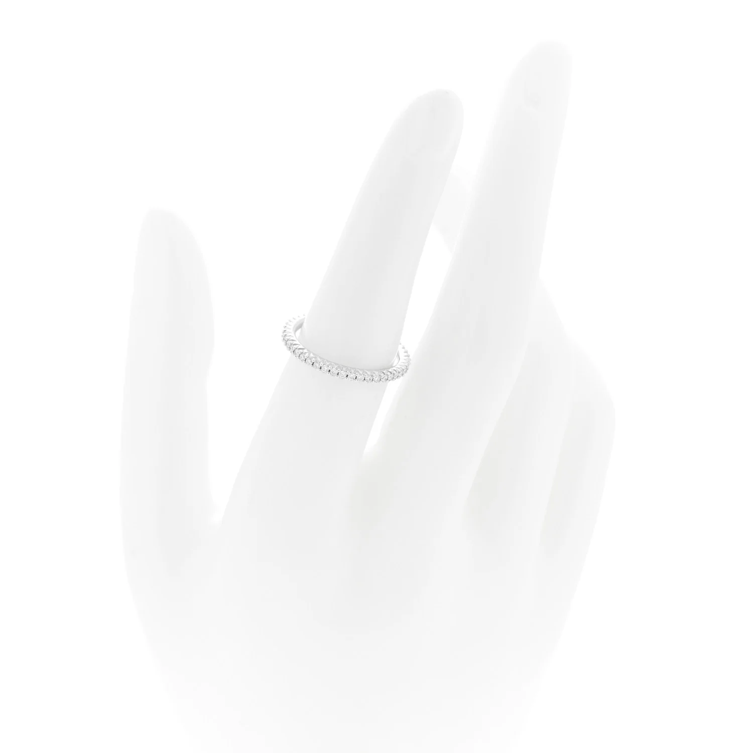 18K White Gold Diamond Micro Pave Eternity Band Ring 52 6 - Image 2