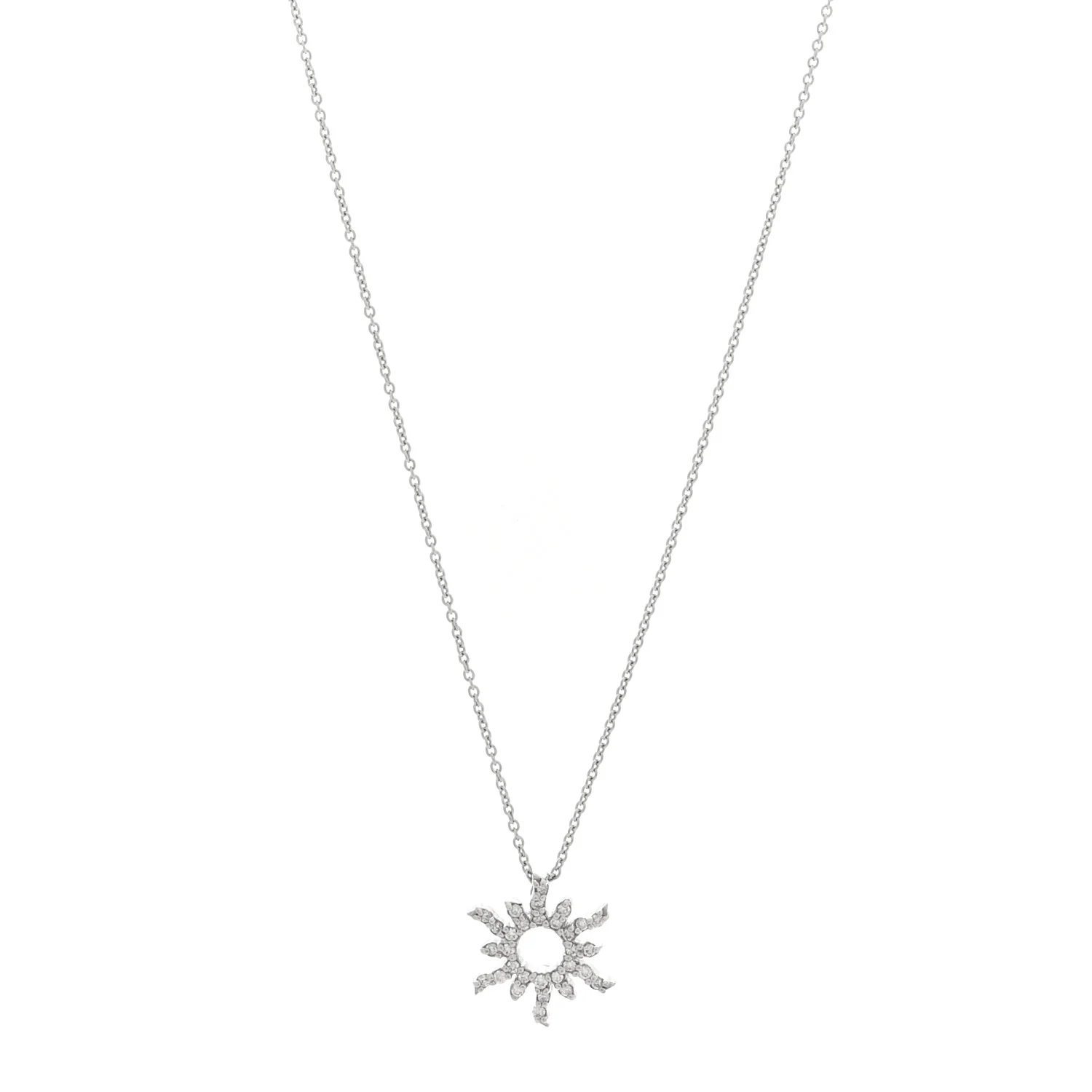 18K White Gold Diamond Tiny Treasures Sunburst Pendant Necklace