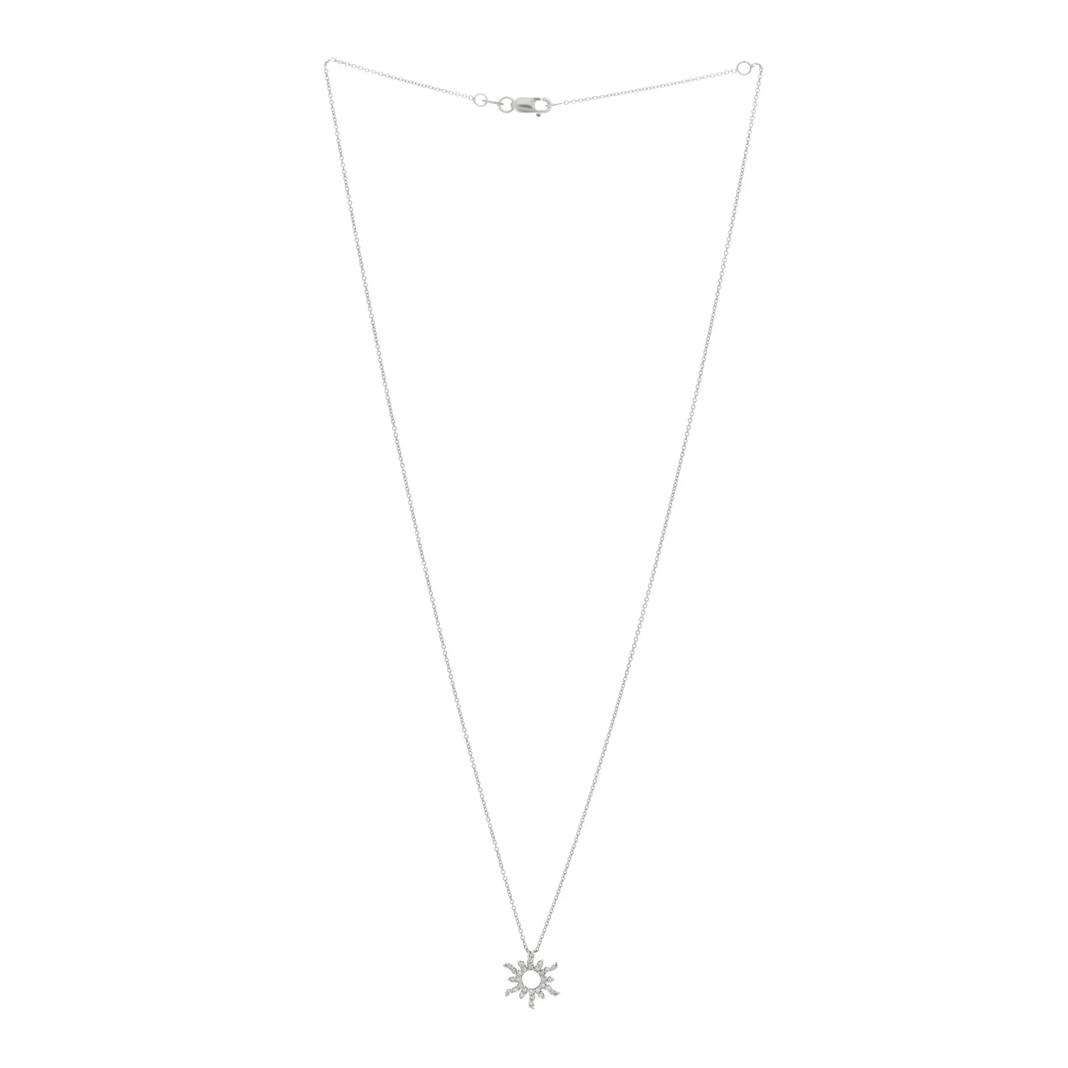 18K White Gold Diamond Tiny Treasures Sunburst Pendant Necklace - Image 3