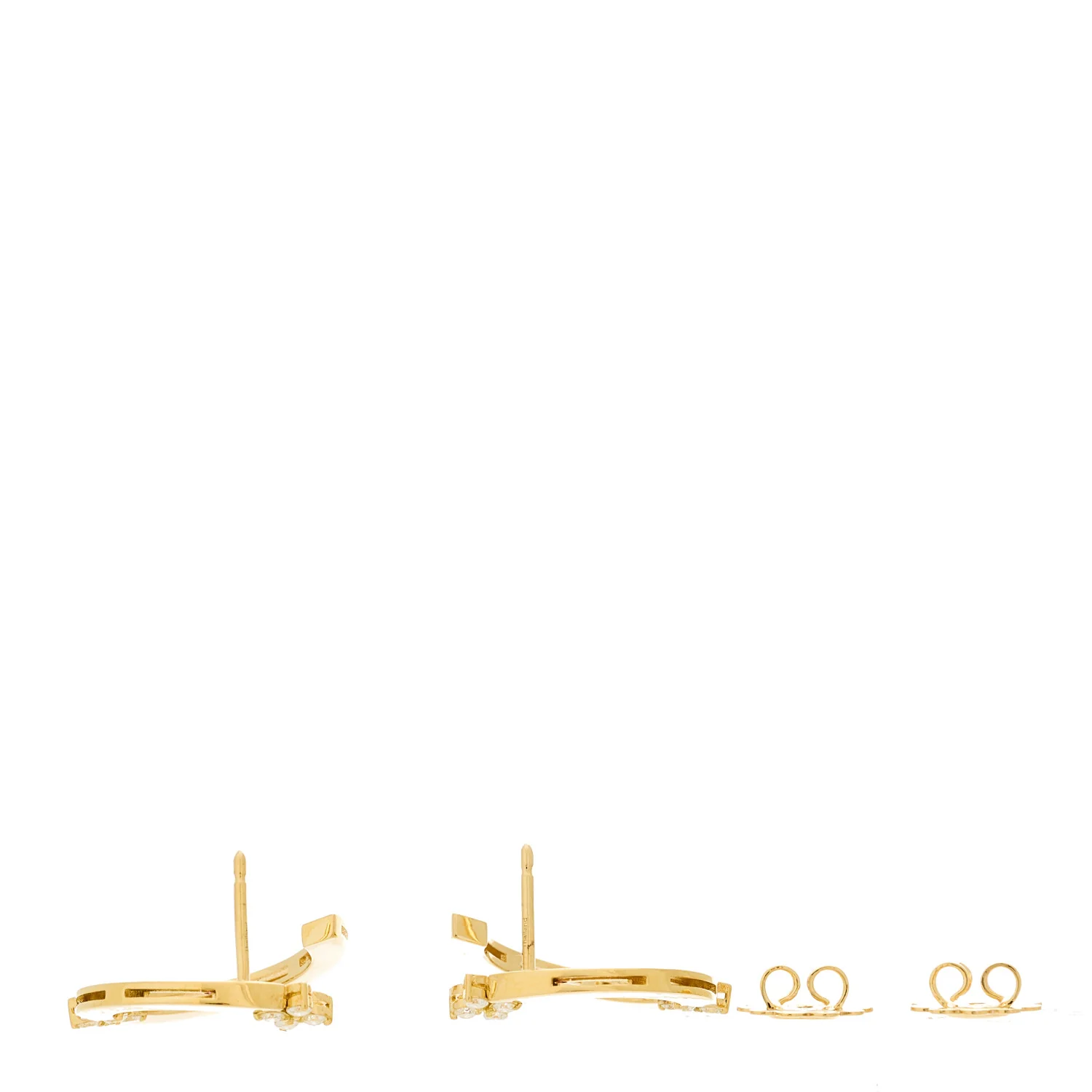 18K Yellow Gold Diamond Double Circle Earrings - Image 3