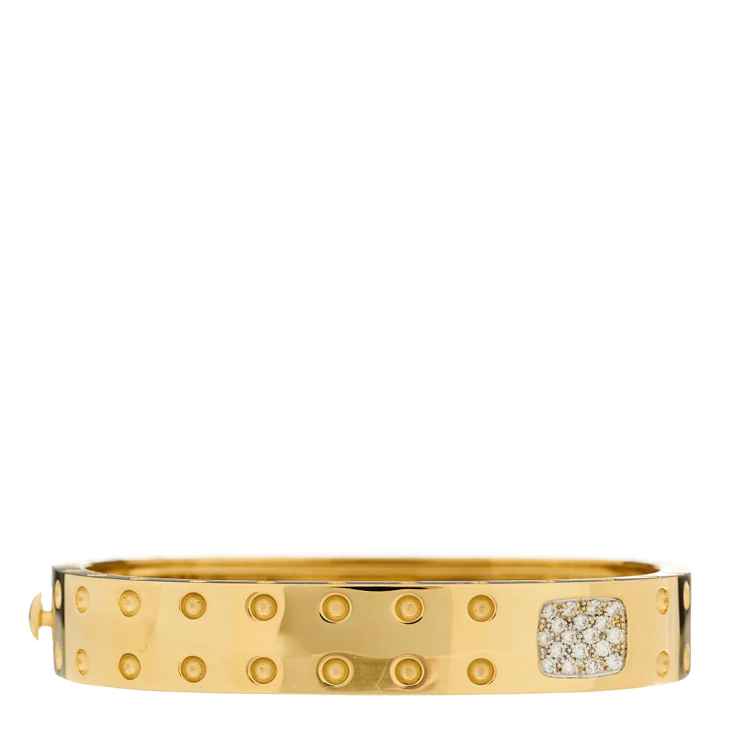 18K Yellow Gold Diamond Pois Moi 2 Row Bangle Bracelet