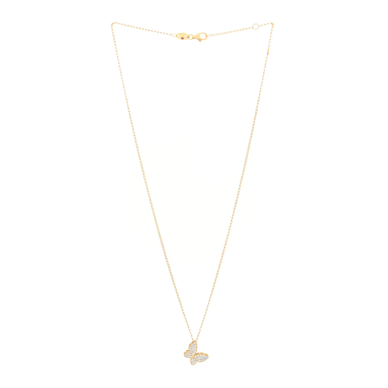 18K Yellow Gold Diamond Princess Butterfly Pendant Necklace - Image 3