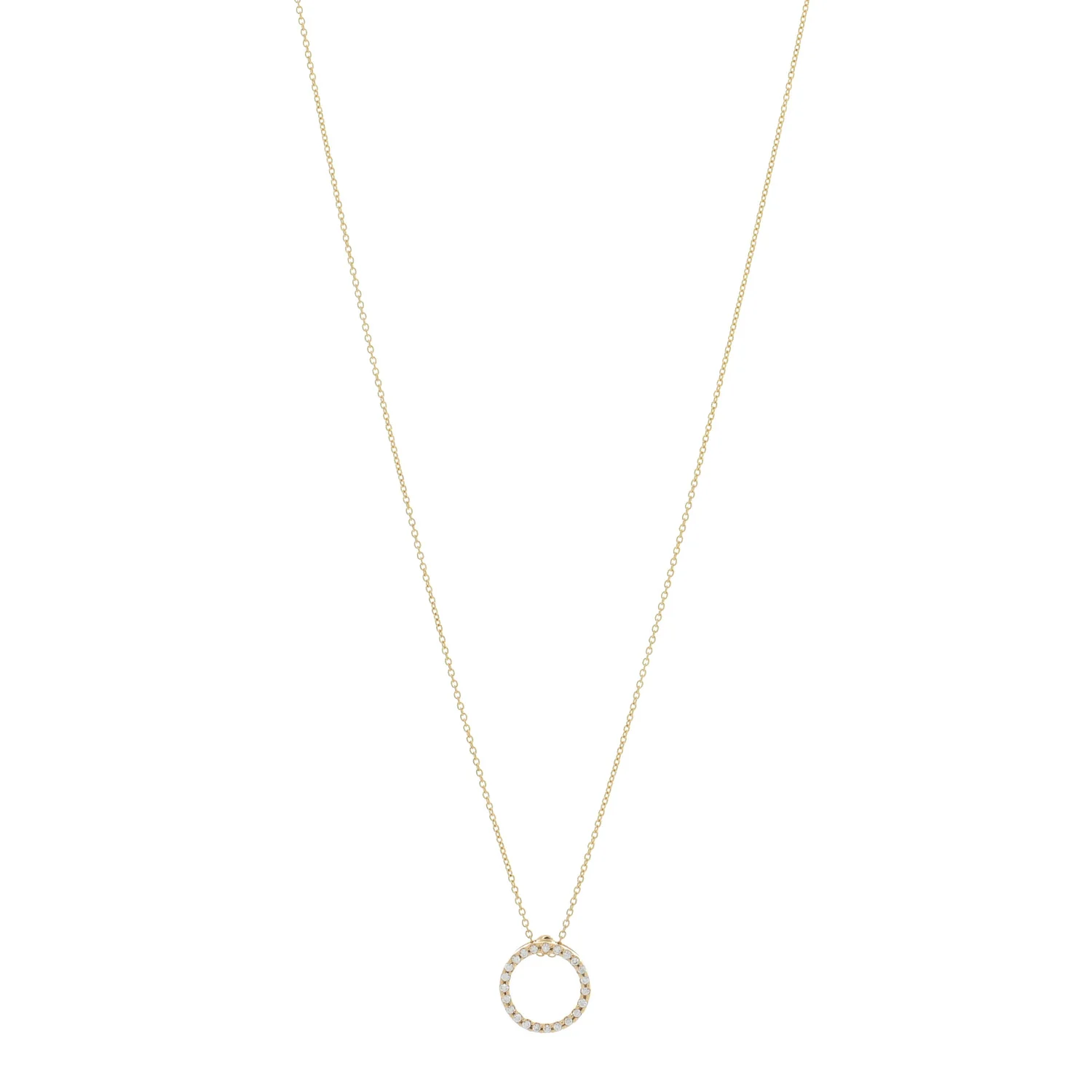 18K Yellow Gold Diamond Tiny Treasures .09ctw Circle Pendant Necklace