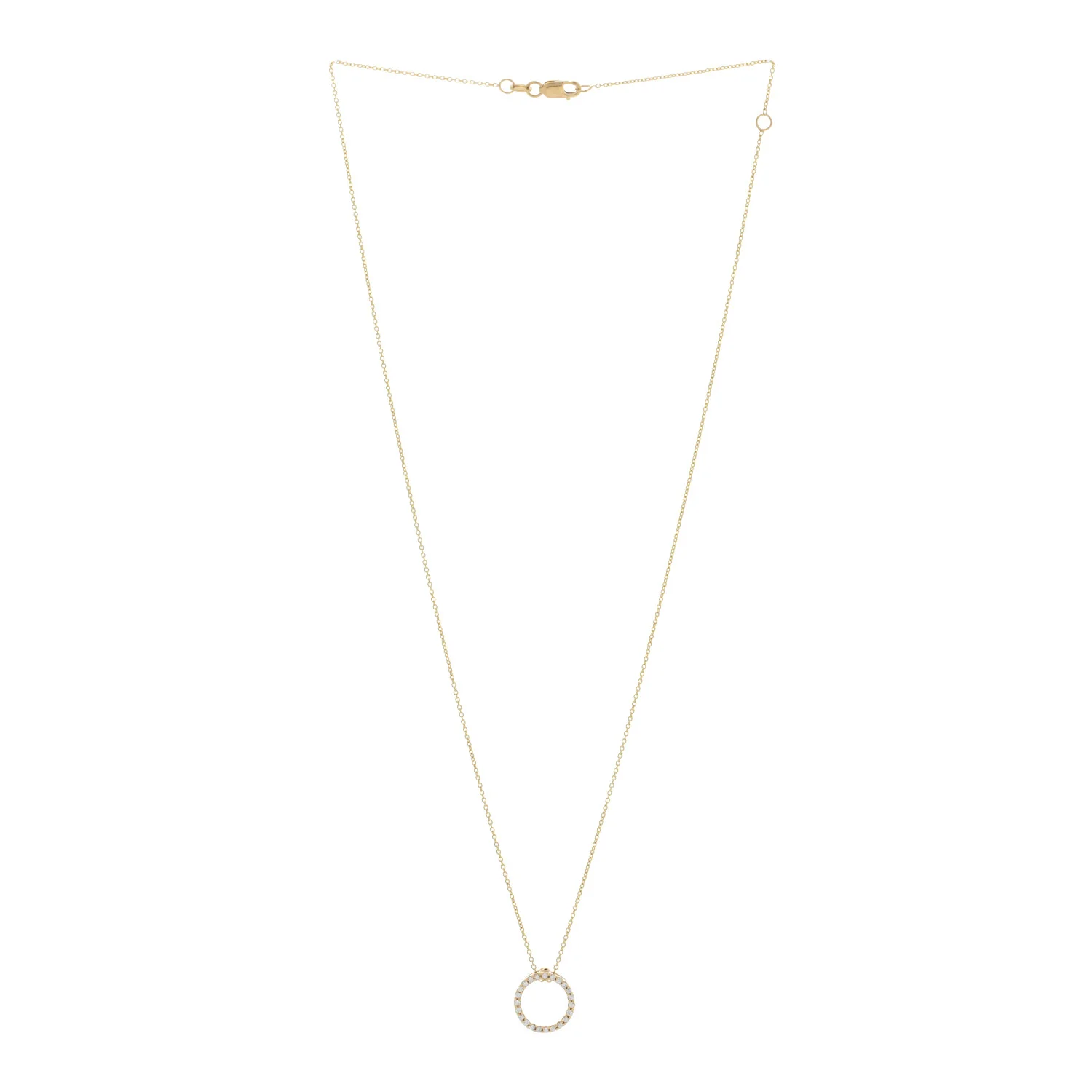 18K Yellow Gold Diamond Tiny Treasures .09ctw Circle Pendant Necklace - Image 2