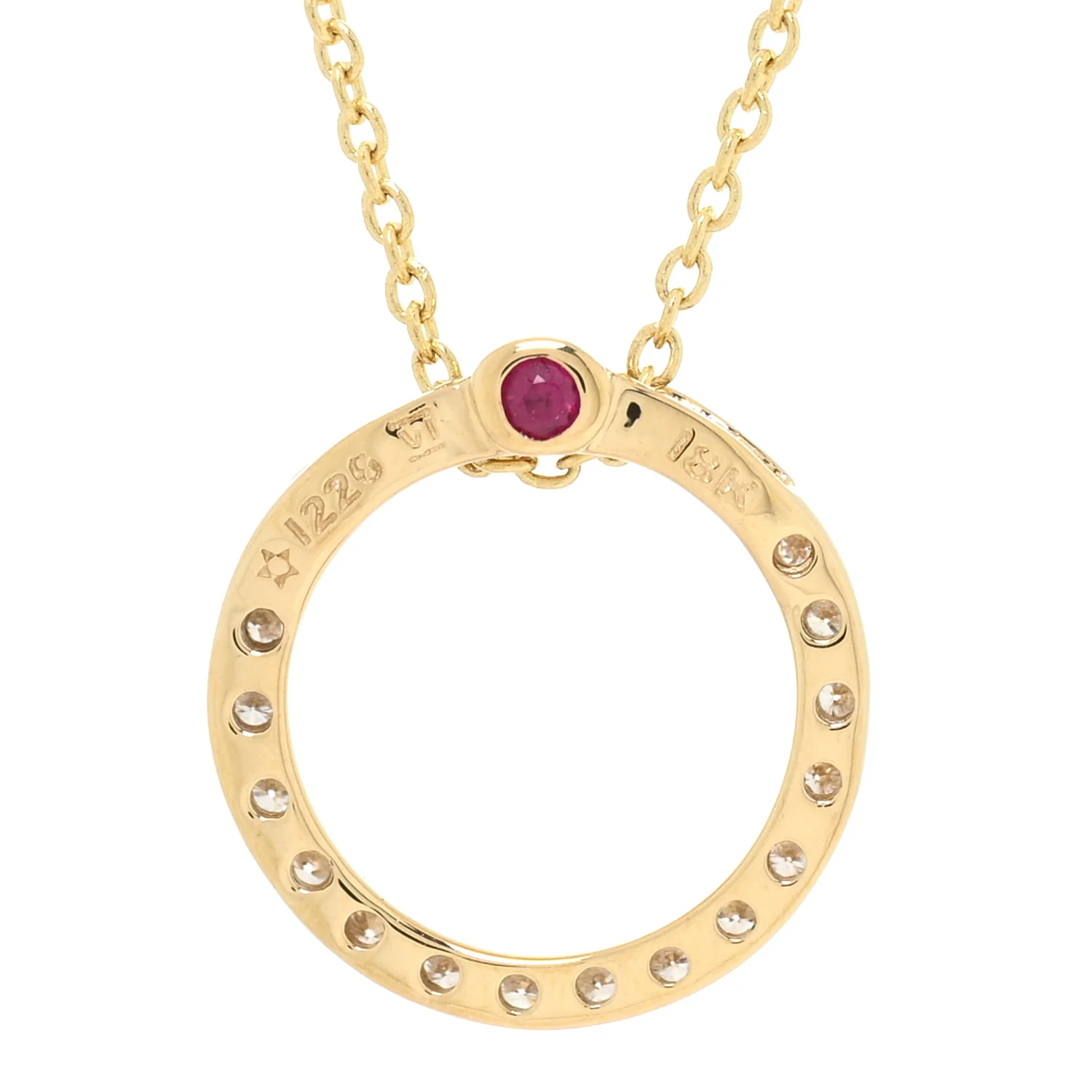 18K Yellow Gold Diamond Tiny Treasures .09ctw Circle Pendant Necklace - Image 5