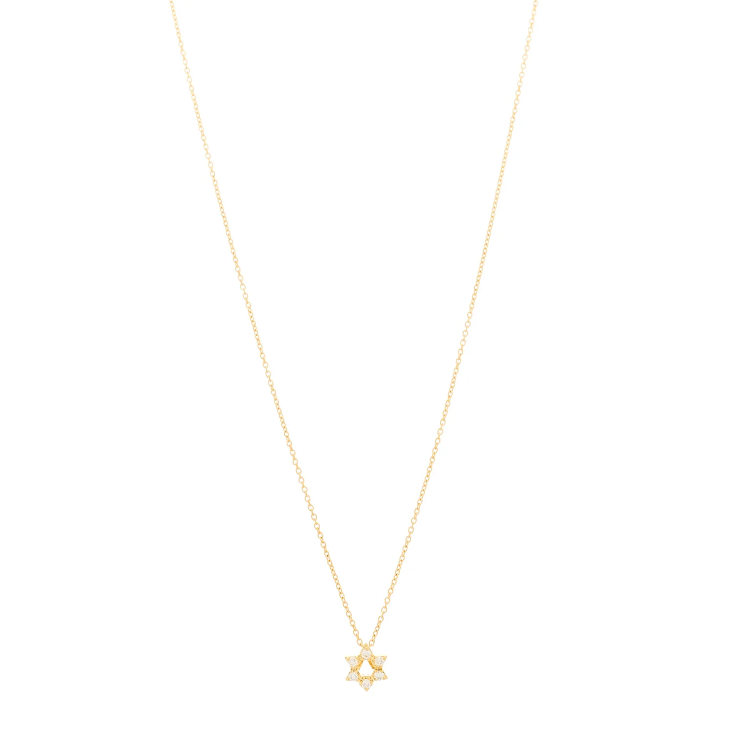 18K Yellow Gold Diamond Tiny Treasures Star of David Pendant Necklace