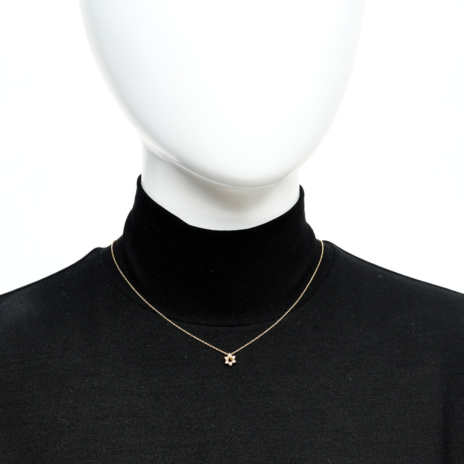 18K Yellow Gold Diamond Tiny Treasures Star of David Pendant Necklace - Image 2