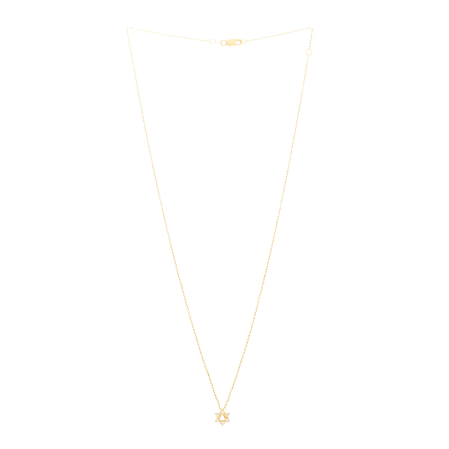 18K Yellow Gold Diamond Tiny Treasures Star of David Pendant Necklace - Image 3