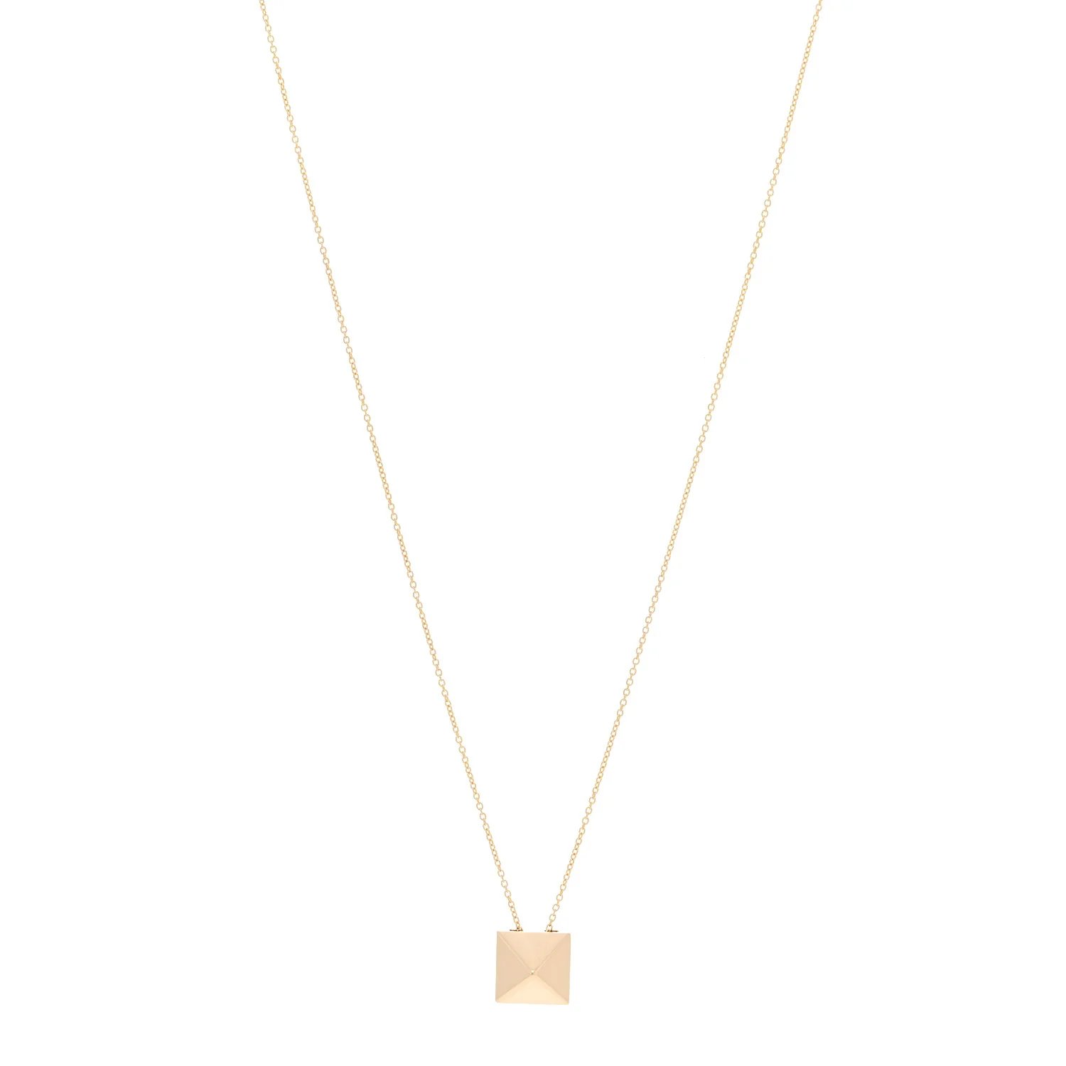 18K Yellow Gold Pyramid Pendant Necklace