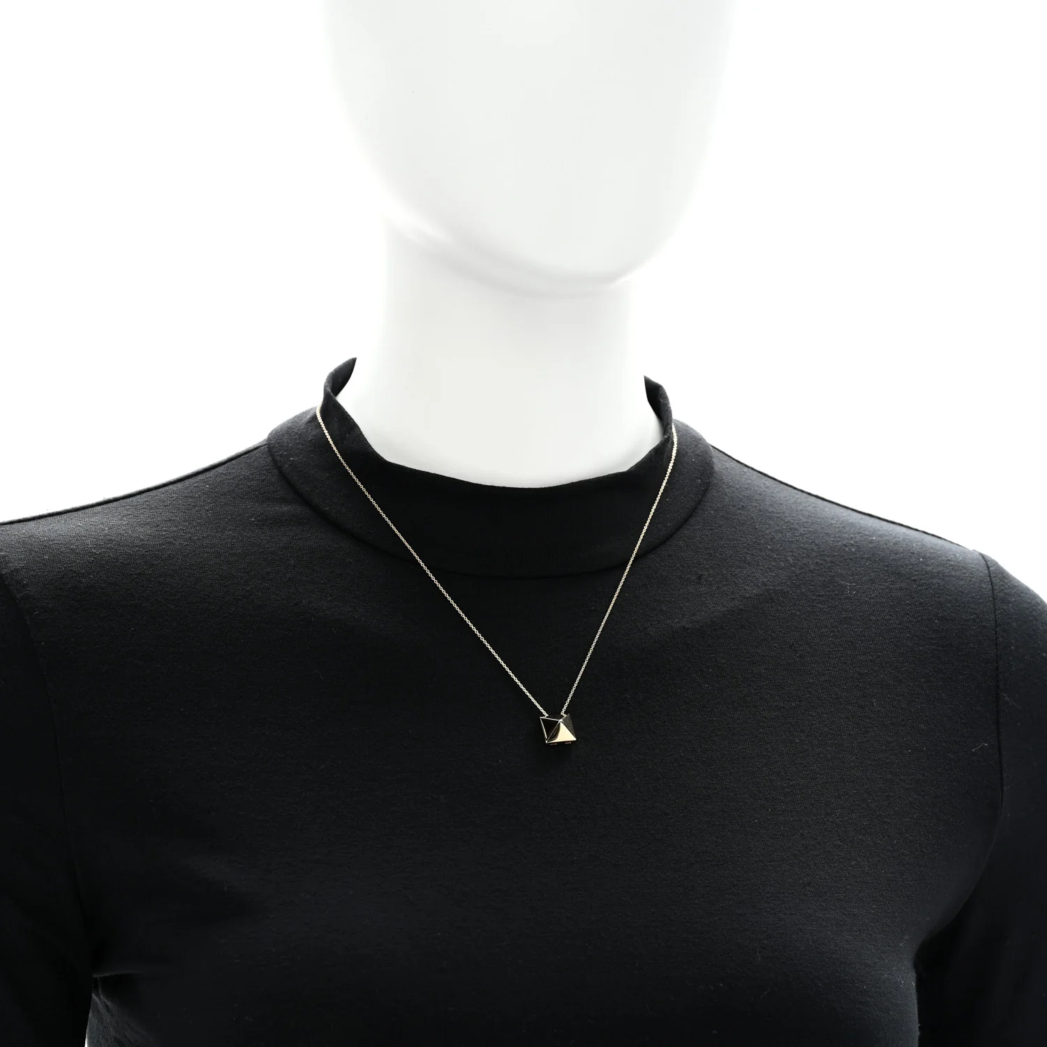 18K Yellow Gold Pyramid Pendant Necklace - Image 2