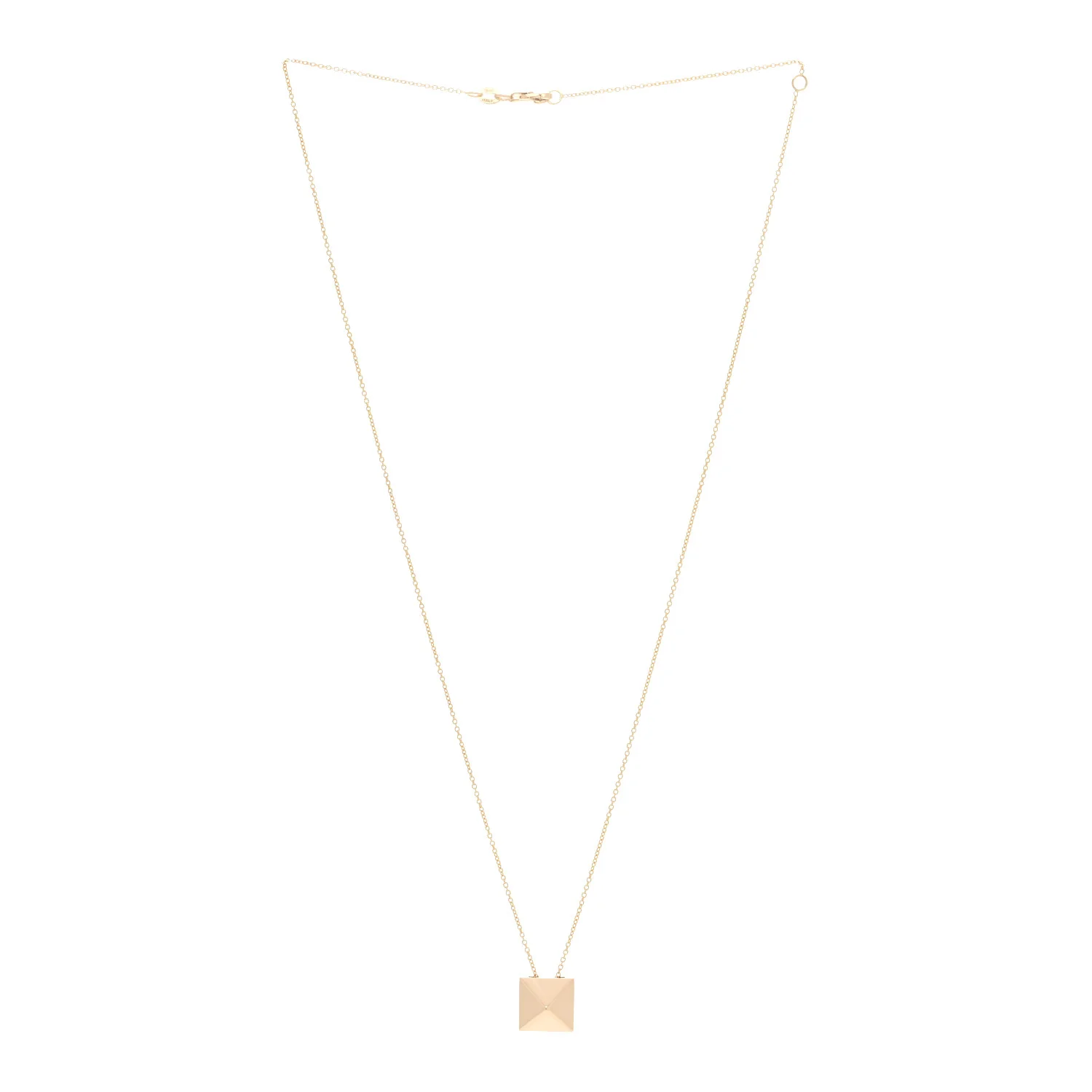 18K Yellow Gold Pyramid Pendant Necklace - Image 3
