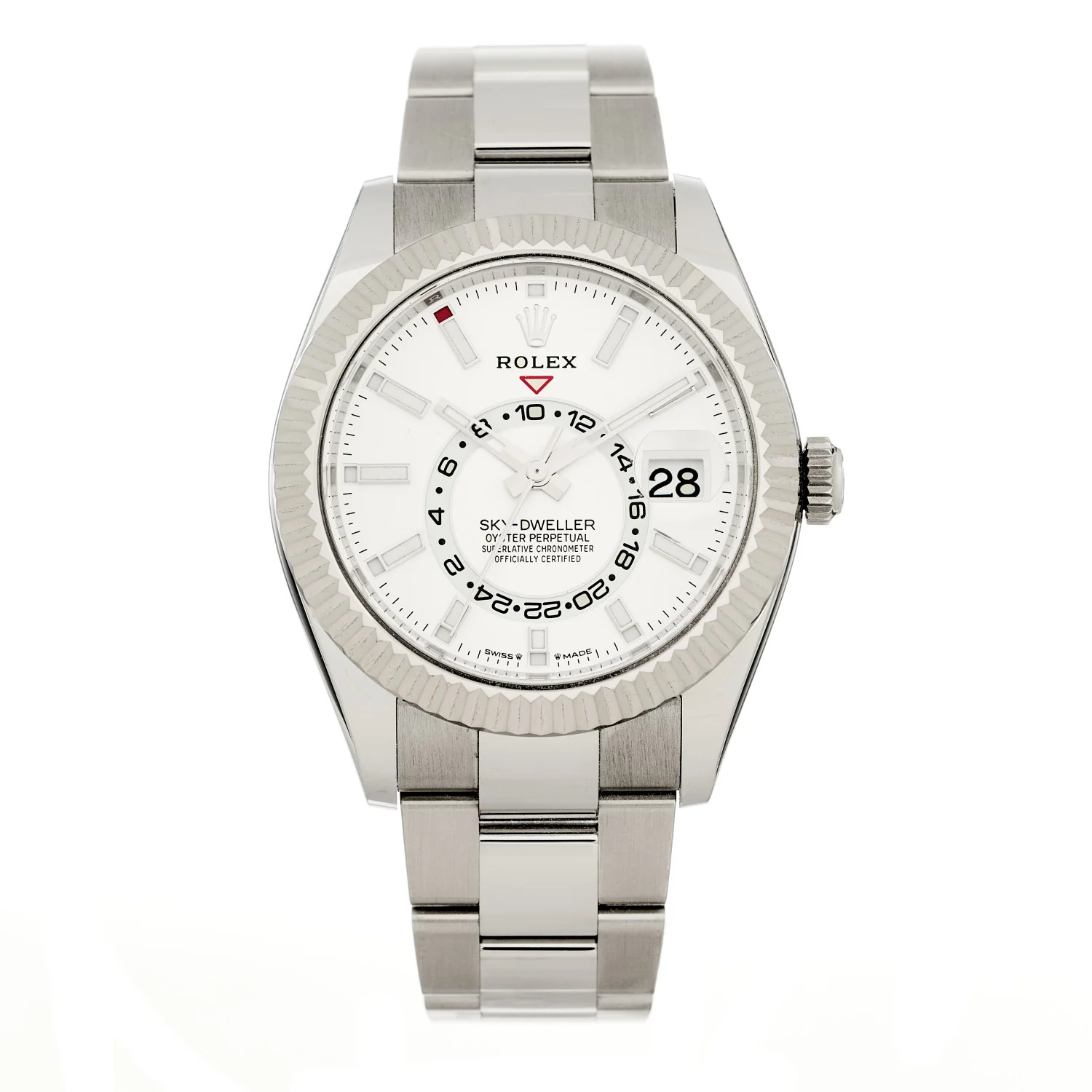 18K White Gold Stainless Steel 42mm Oyster Perpetual Sky-Dweller Watch White 336934