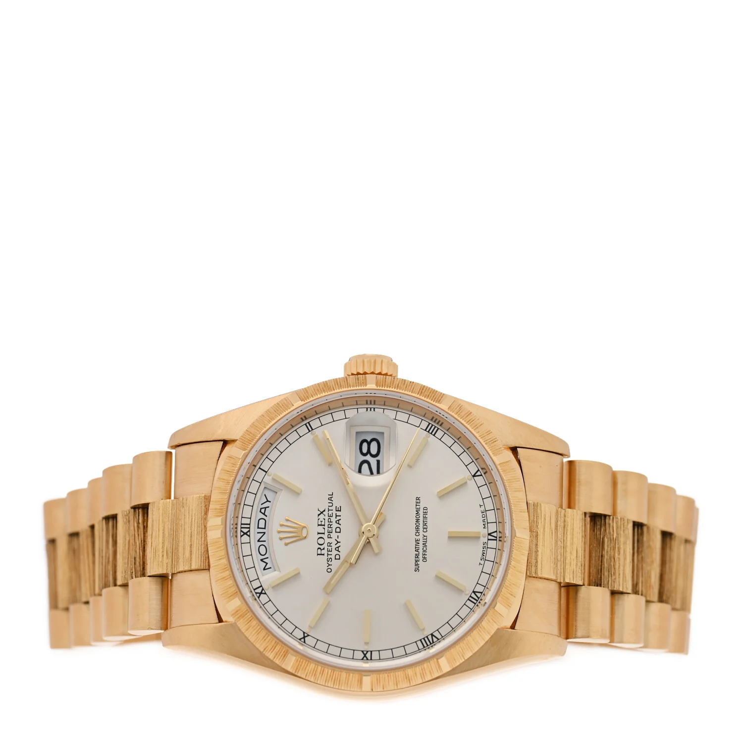 18K Yellow Gold 36mm Oyster Perpetual Day-Date President Watch Silver 18248 - Image 2