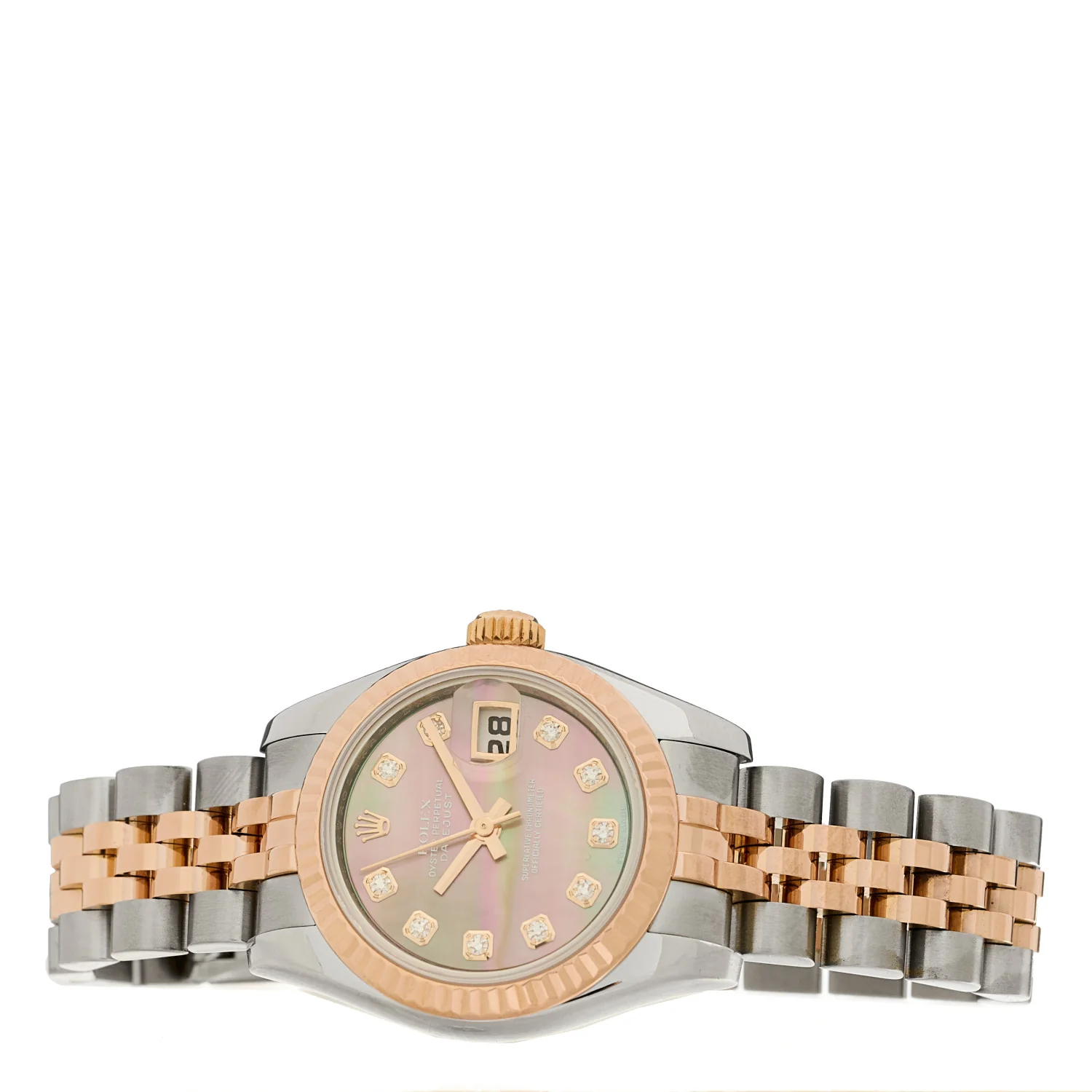 Stainless Steel 18K Everose Gold Diamond Black Mother of Pearl 26mm Oyster Perpetual Datejust Watch 179171 - Image 2