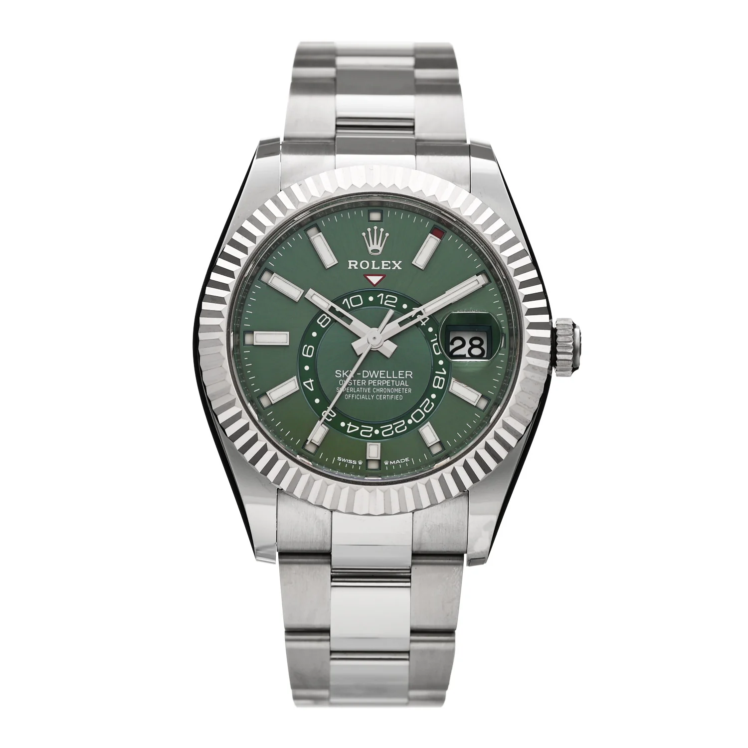 Stainless Steel 18K White Gold 42mm Oyster Perpetual Sky-Dweller Watch Mint Green 336934