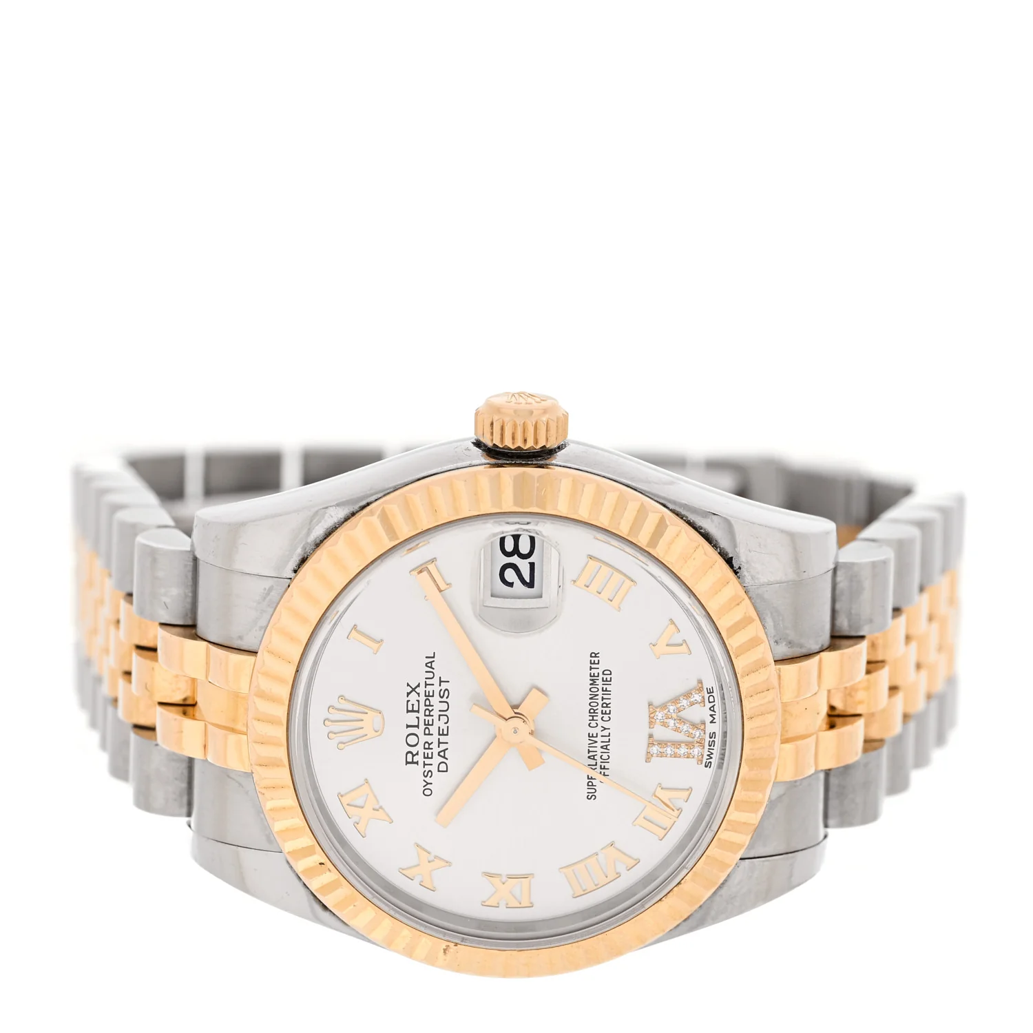 Stainless Steel 18K Yellow Gold Diamond 31mm Oyster Perpetual Datejust Watch Silver Roman 178273 - Image 2