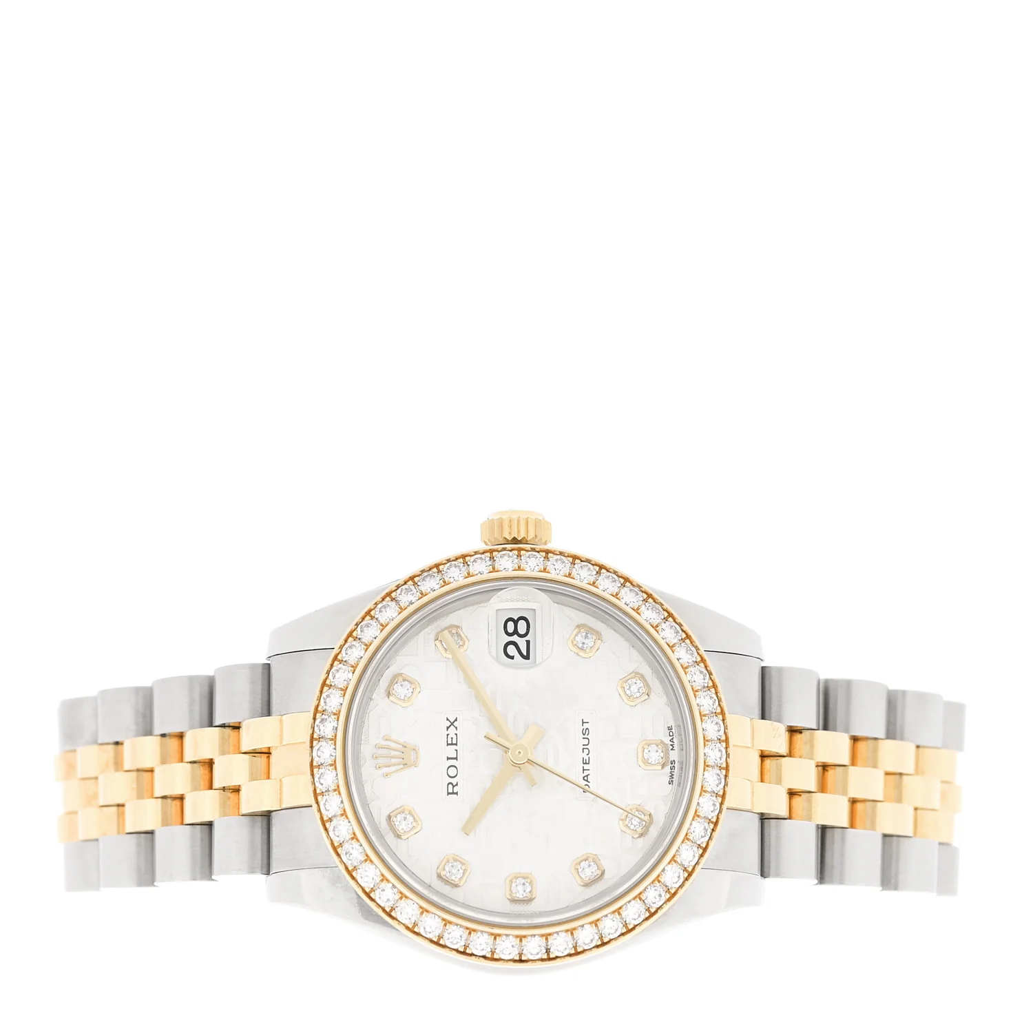 Stainless Steel 18K Yellow Gold Diamond Bezel 31mm Oyster Perpetual Datejust Watch Silver Jubilee 178383 - Image 2