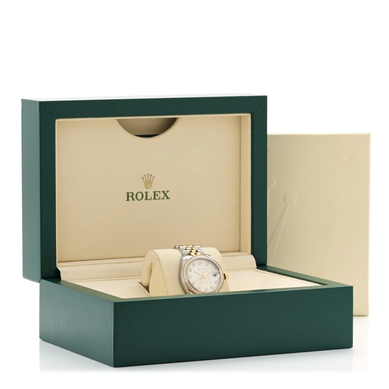Stainless Steel 18K Yellow Gold Diamond Bezel 31mm Oyster Perpetual Datejust Watch Silver Jubilee 178383 - Image 5