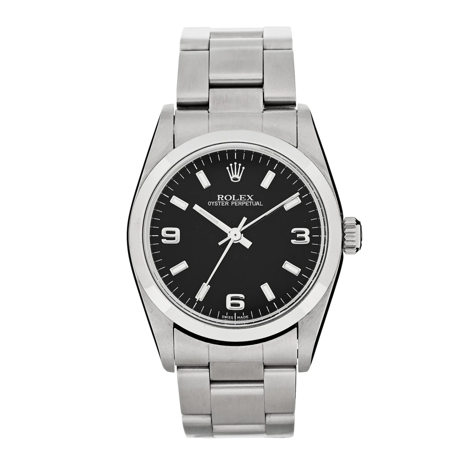 Stainless Steel 31mm Oyster Perpetual Watch Black 77080