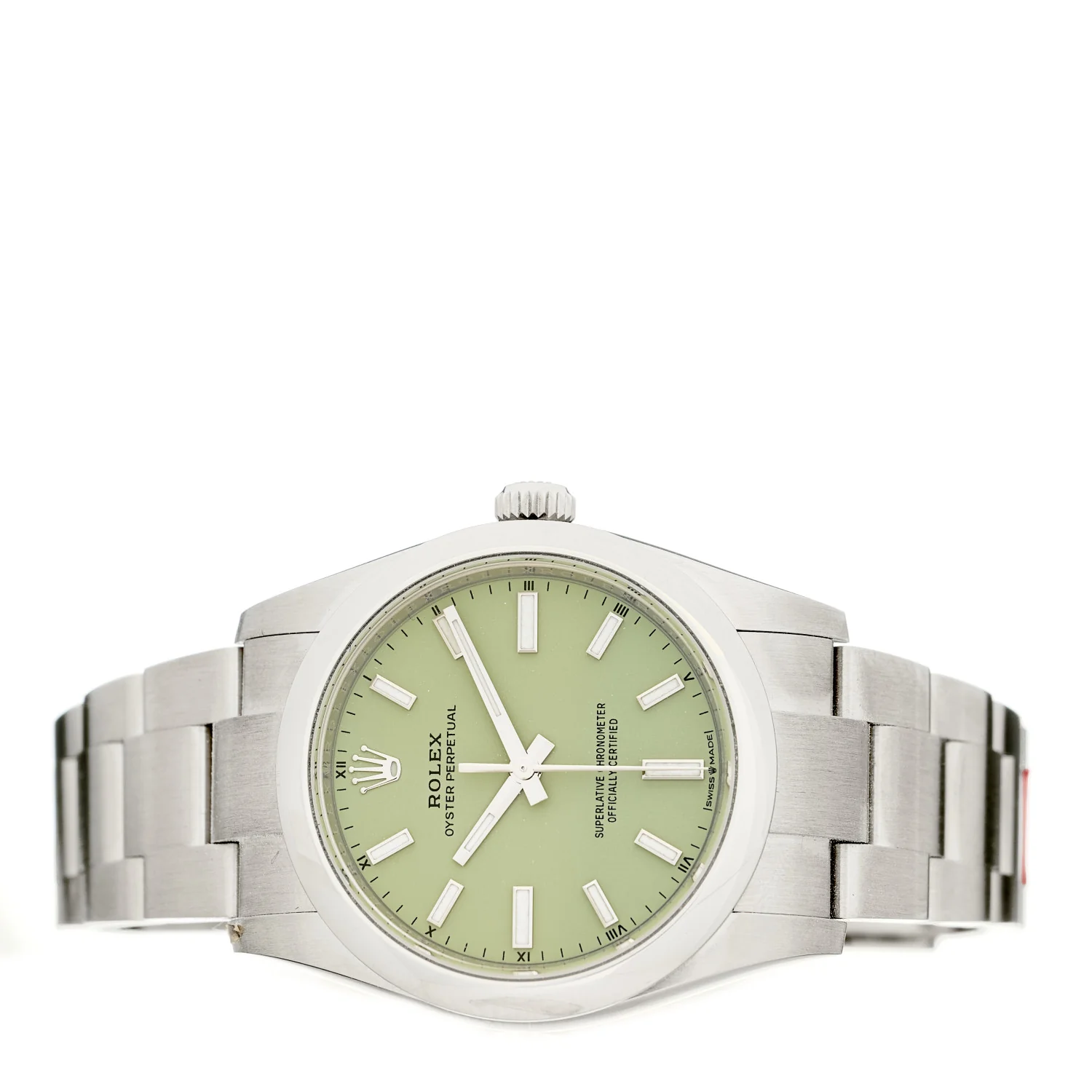 Stainless Steel 34mm Oyster Perpetual Watch Pistachio 124200 - Image 2