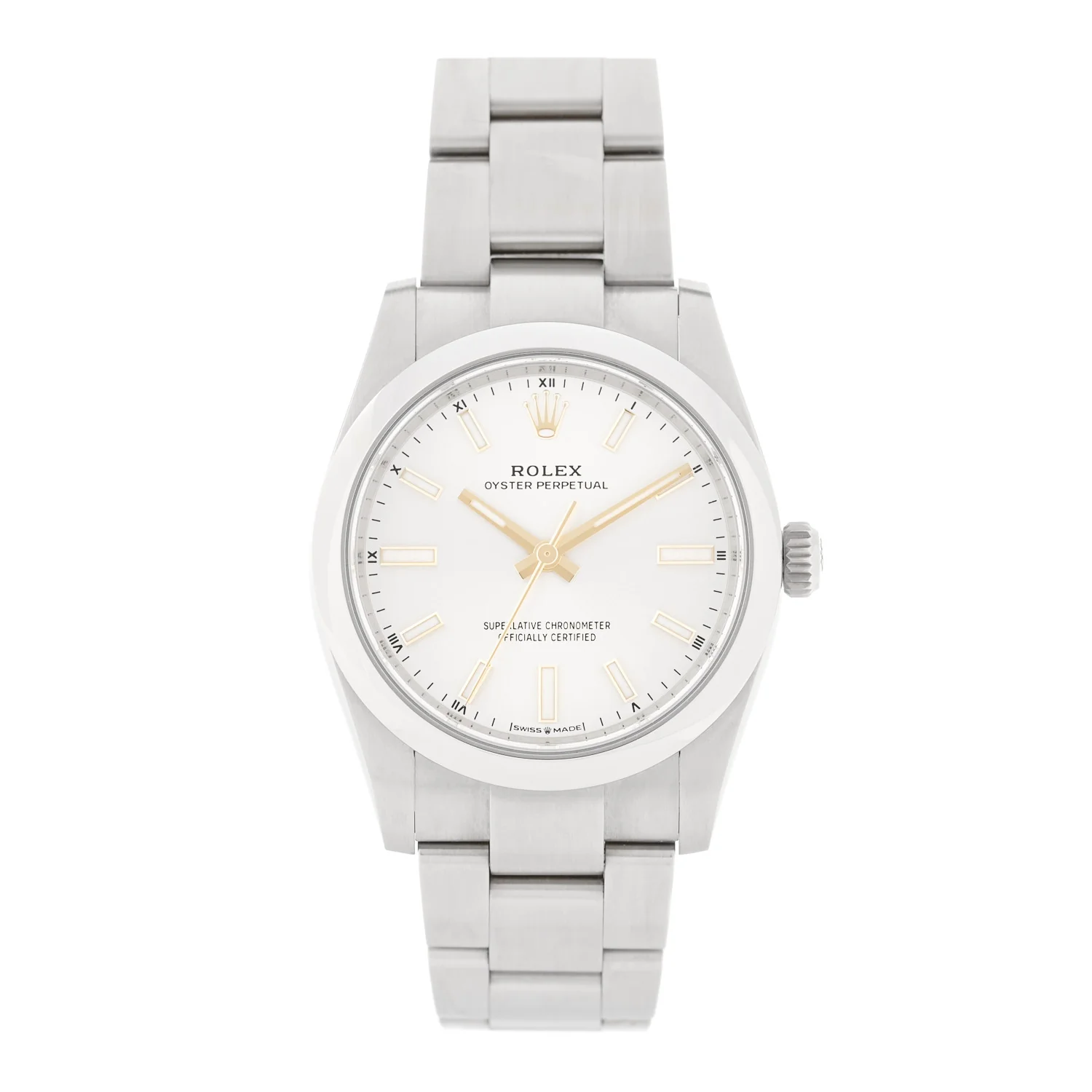Stainless Steel 34mm Oyster Perpetual Watch Silver 124200