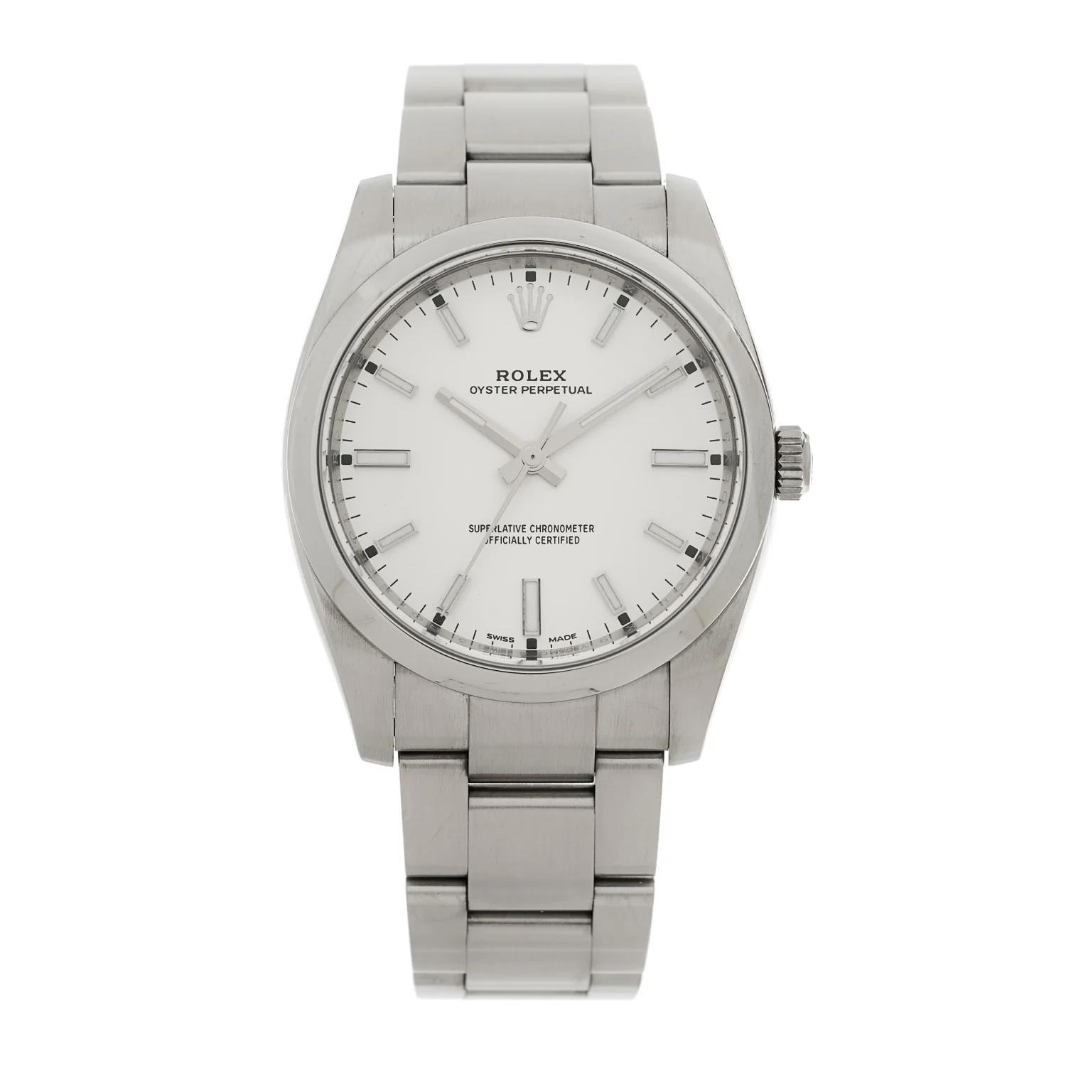 Stainless Steel 34mm Oyster Perpetual Watch White 114200