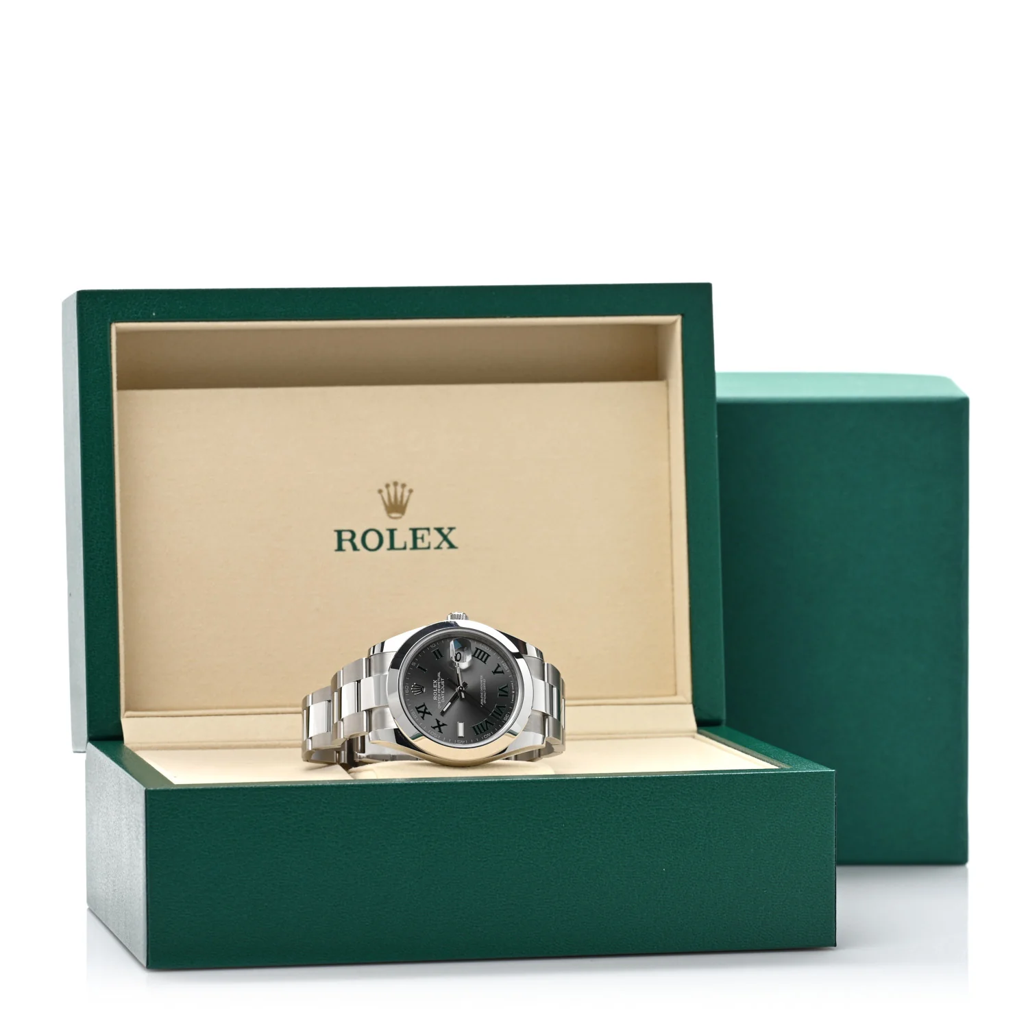 Stainless Steel 41mm Oyster Perpetual Wimbledon Datejust Watch Slate 126300 - Image 5