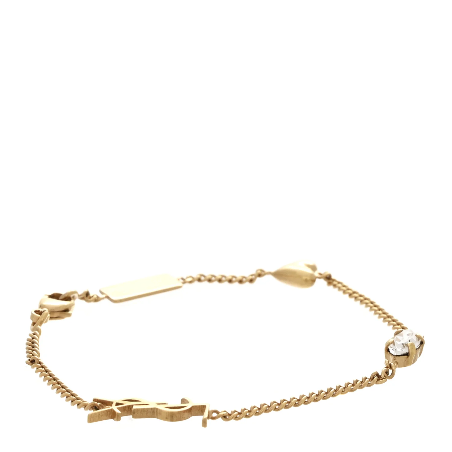 Brass Crystal Cassandre Heart Charm Bracelet Gold