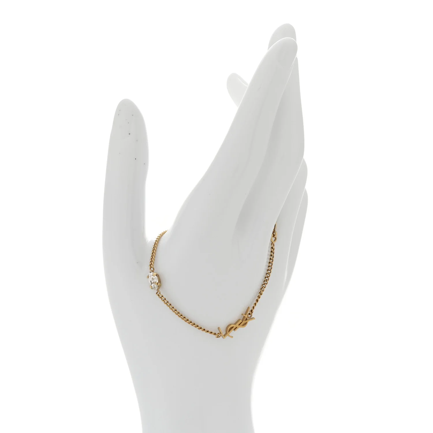 Brass Crystal Cassandre Heart Charm Bracelet Gold - Image 2