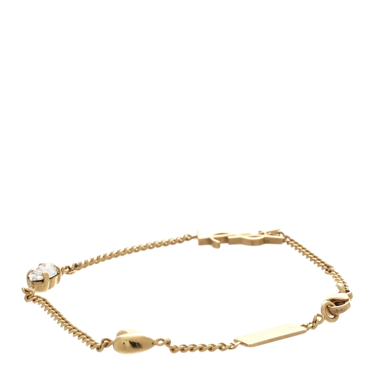 Brass Crystal Cassandre Heart Charm Bracelet Gold - Image 3