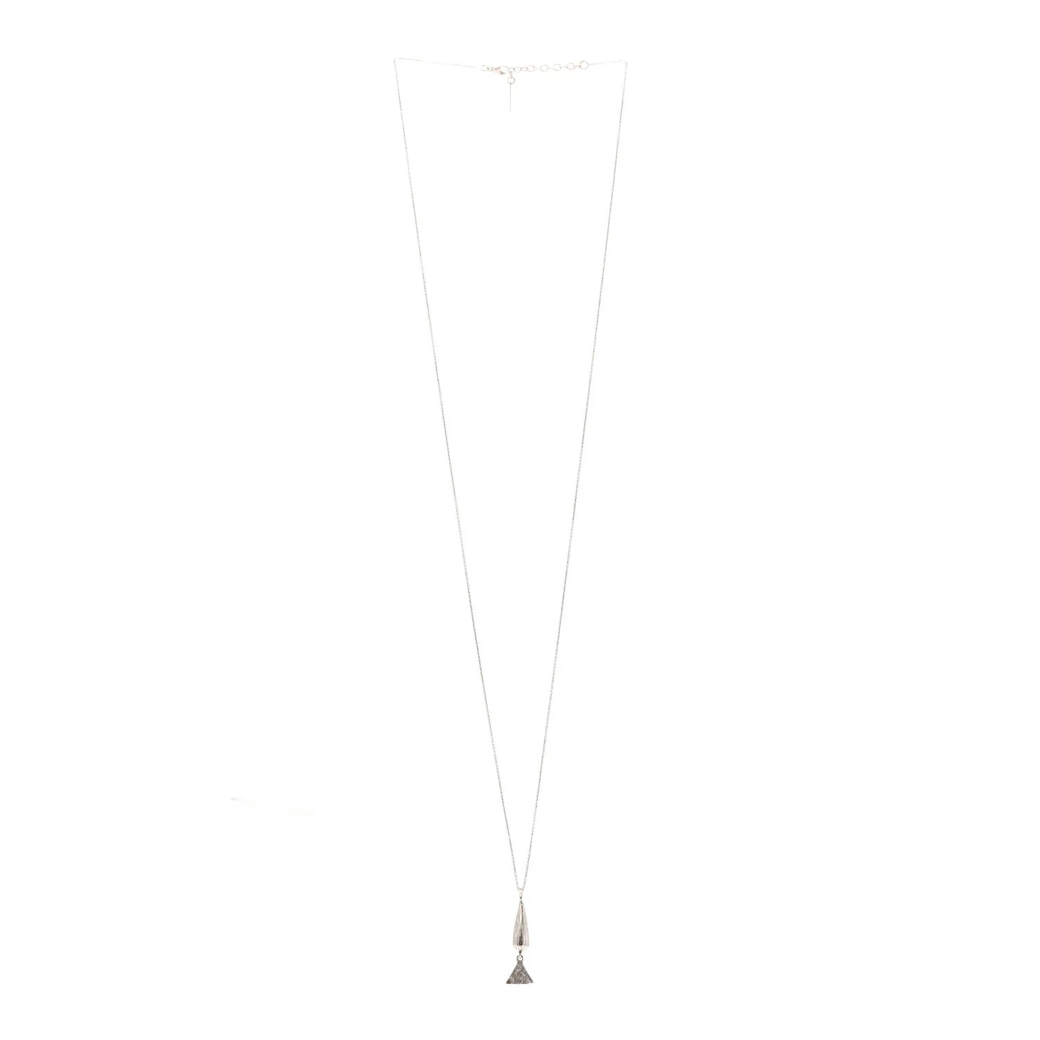 Brass Triangle Pendant Long Necklace Oxidized Silver - Image 3