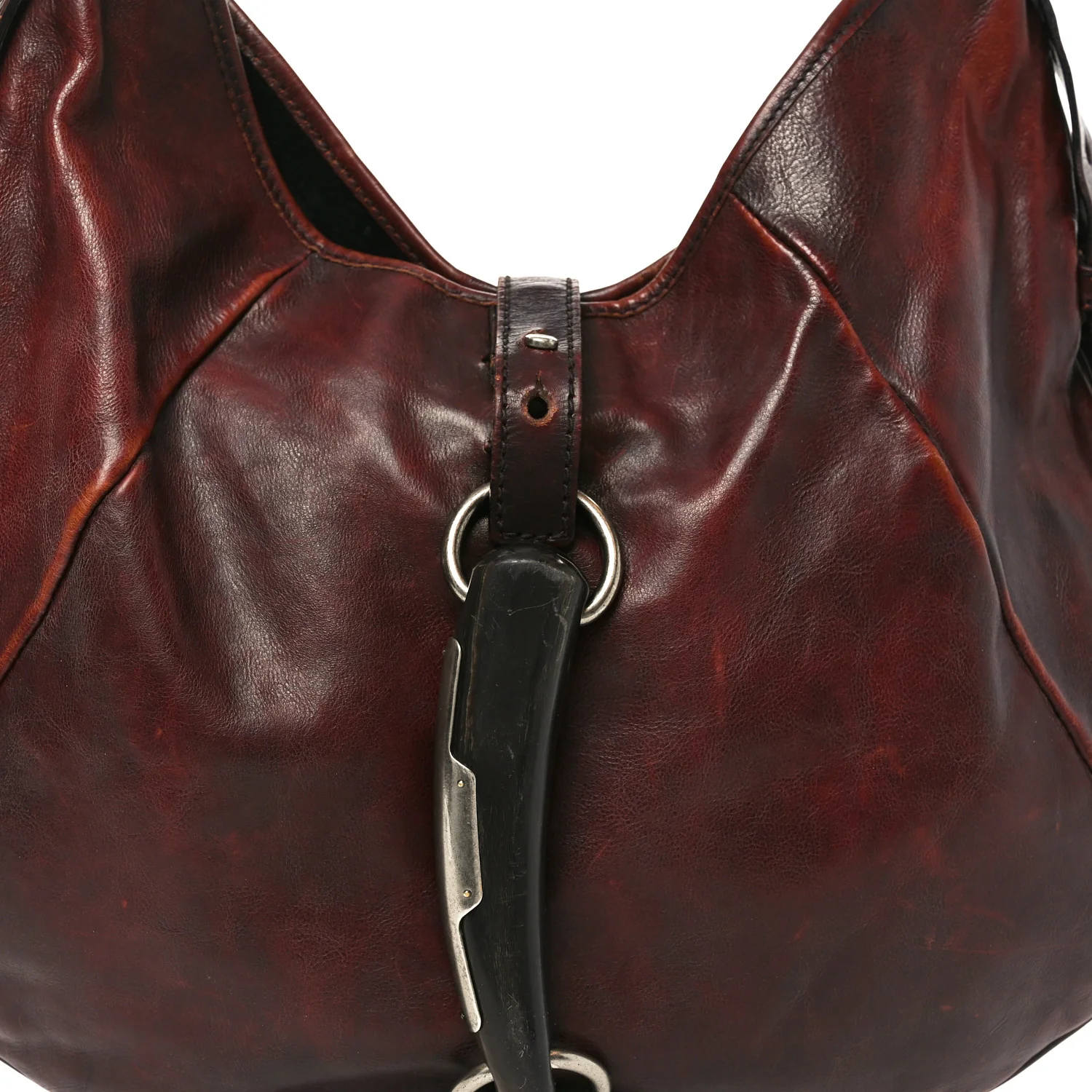Buffalo Horn Shangri-La Mombasa Hobo Burgundy - Image 7