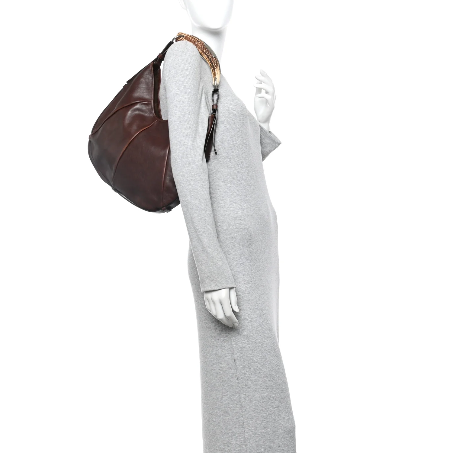 Buffalo Leather Medium Mombasa Horn Bag Brown - Image 2