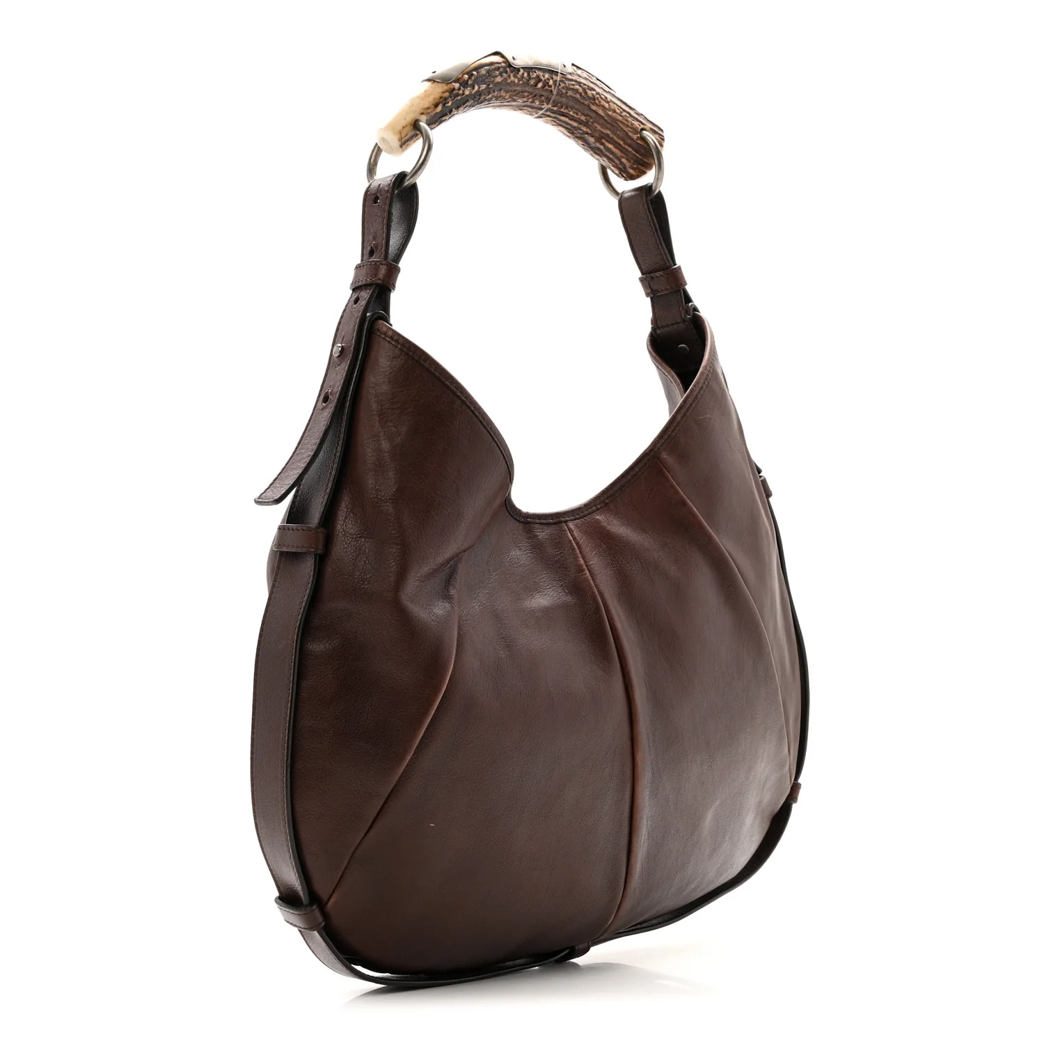 Buffalo Leather Medium Mombasa Horn Bag Brown - Image 3