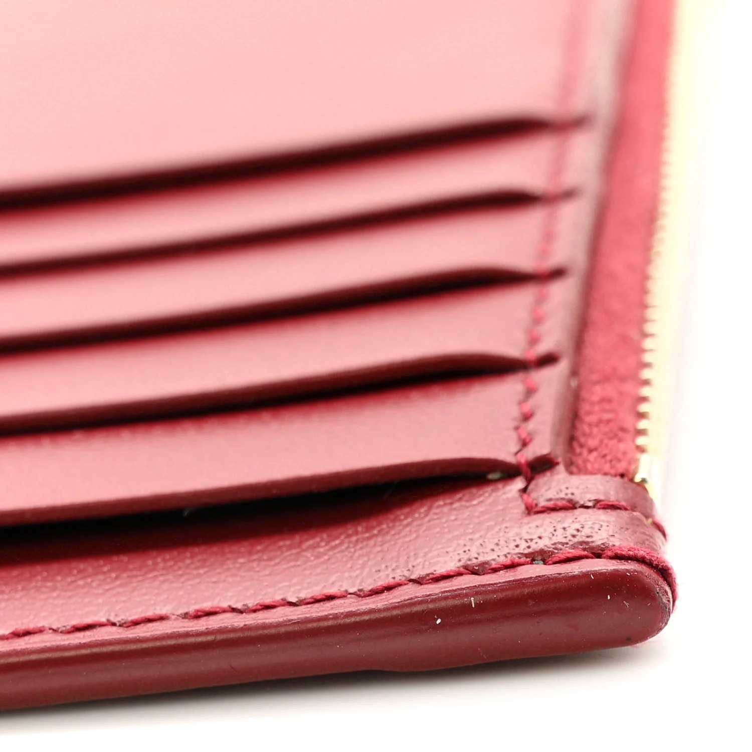 Calfskin 5 Fragments Zip Pouch Card Holder Opyum Red - Image 10
