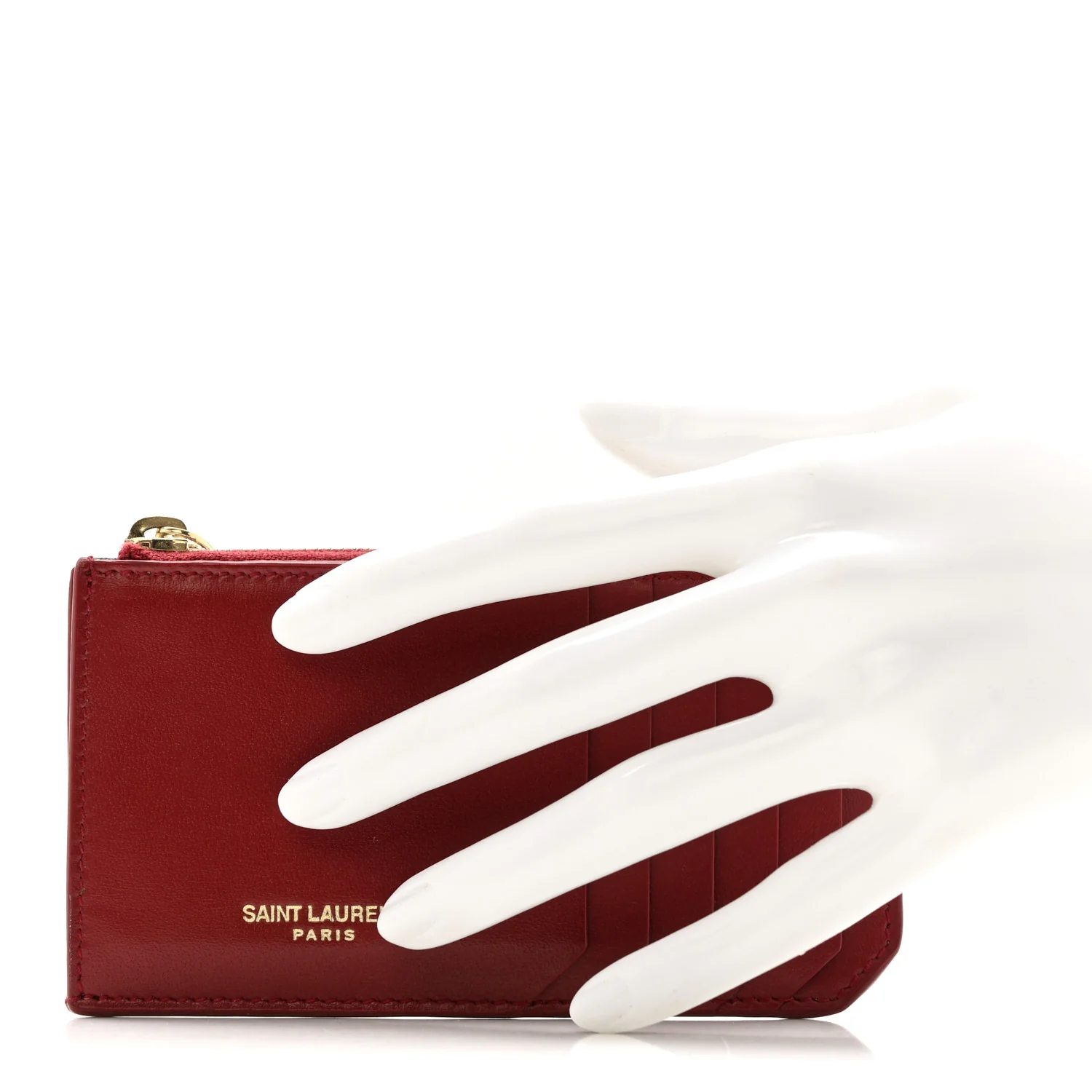 Calfskin 5 Fragments Zip Pouch Card Holder Opyum Red - Image 2