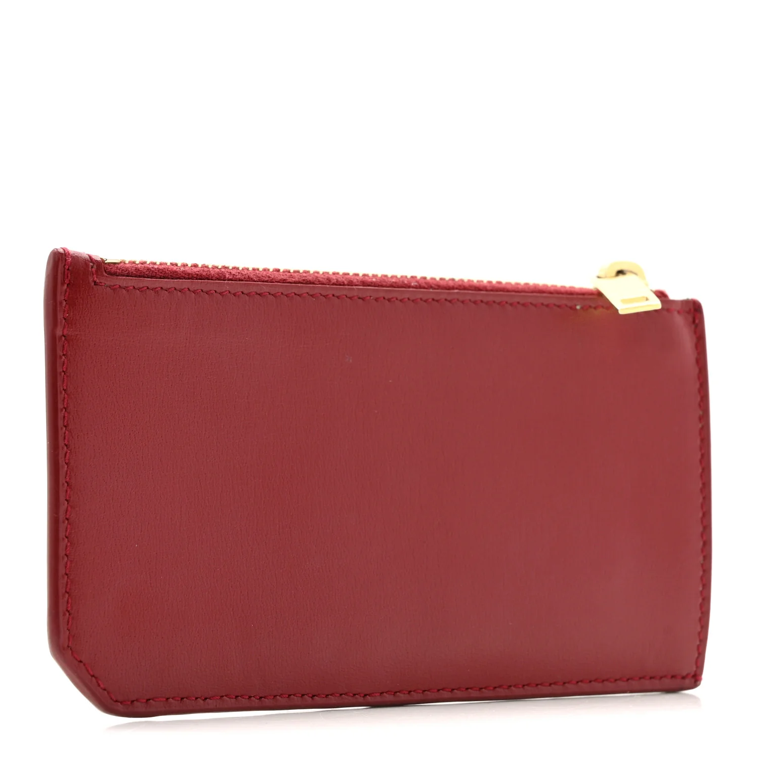 Calfskin 5 Fragments Zip Pouch Card Holder Opyum Red - Image 3