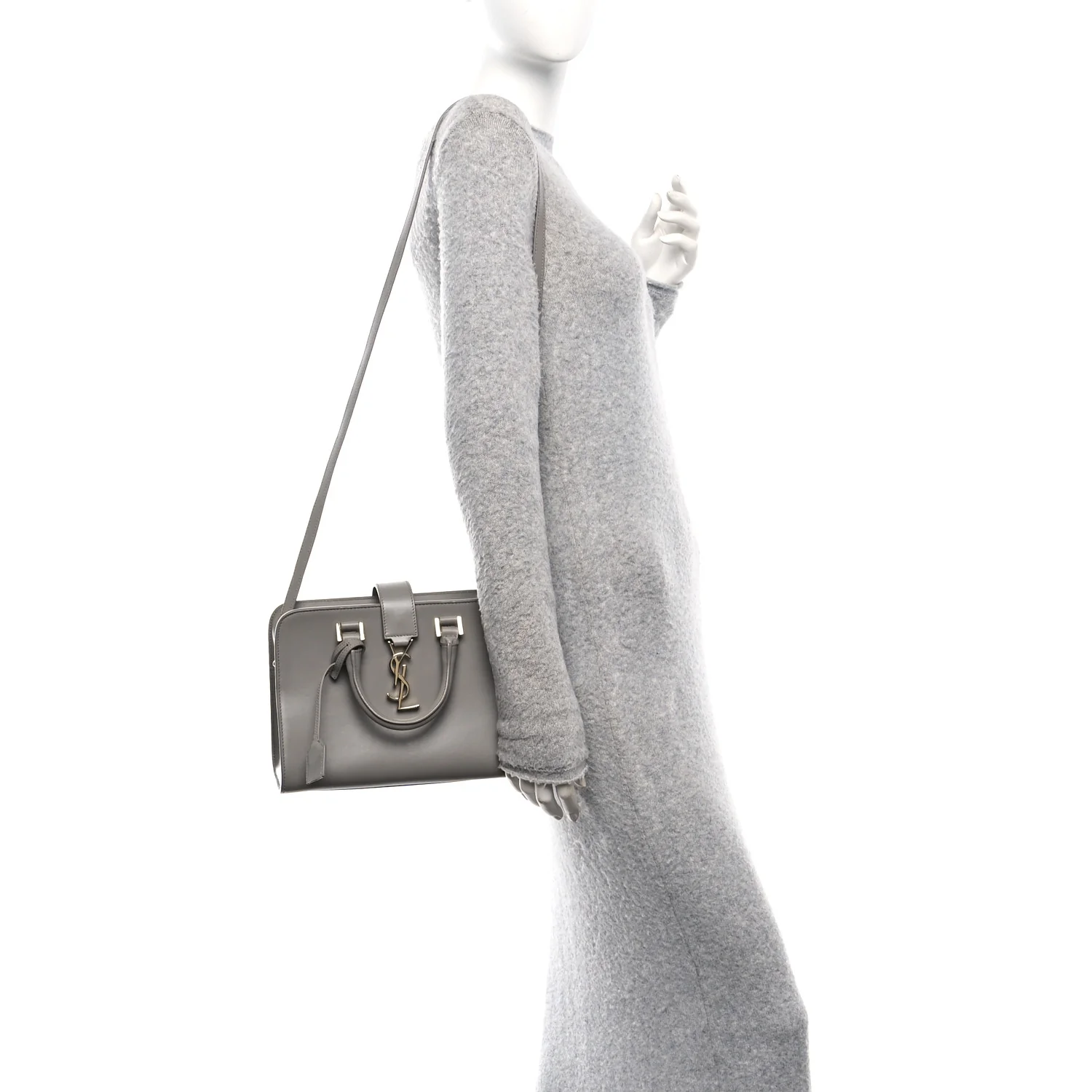 Calfskin Baby Monogram Downtown Cabas Oyster Grey - Image 2