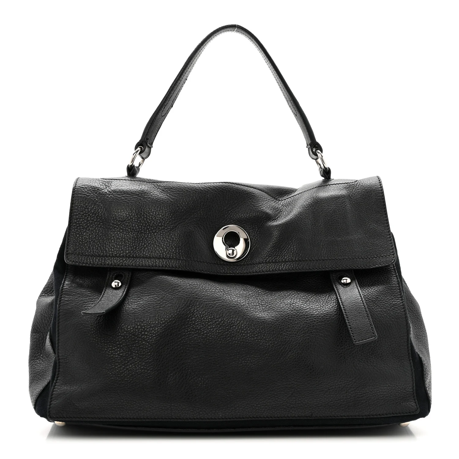 Calfskin Canvas Large Muse Two Black